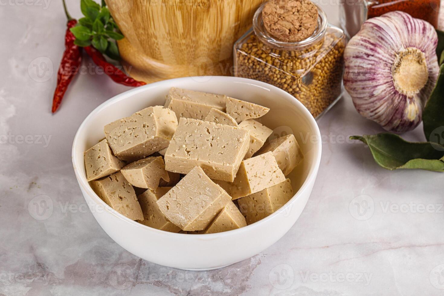 vegano cozinha - orgânico tofu queijo foto