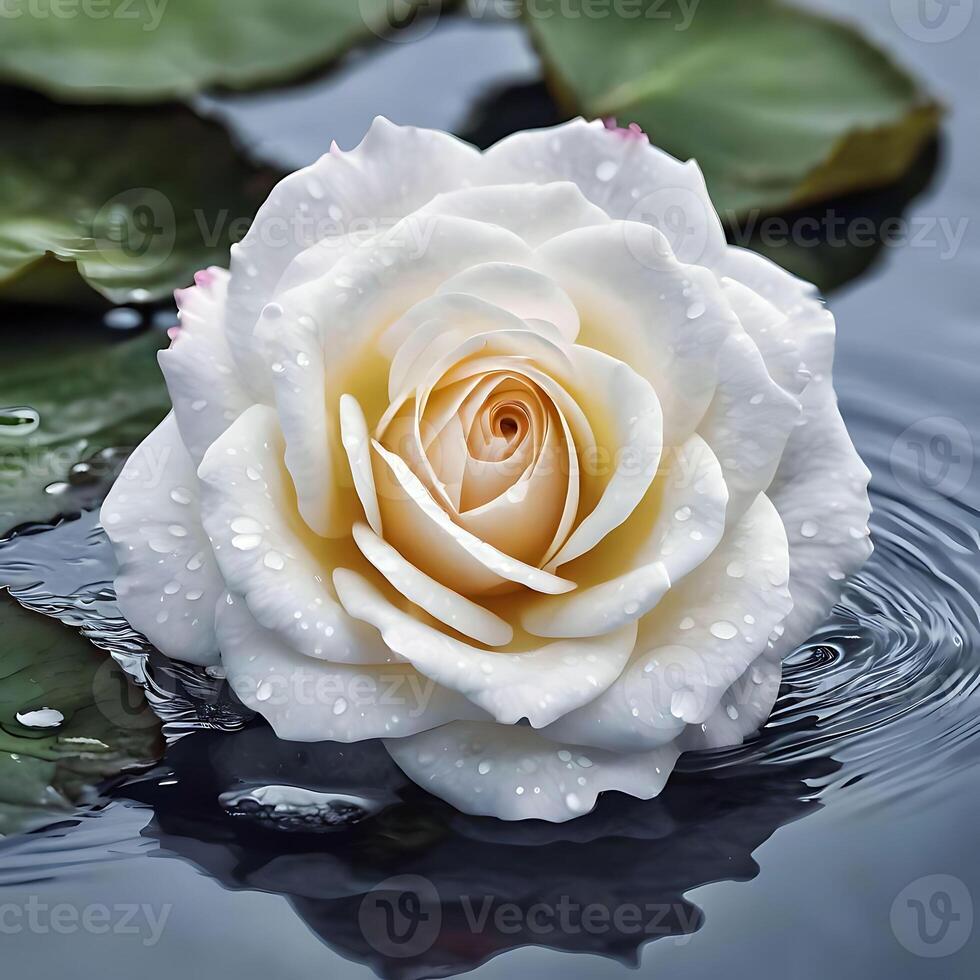 ai gerado branco rosa flutuando em água foto