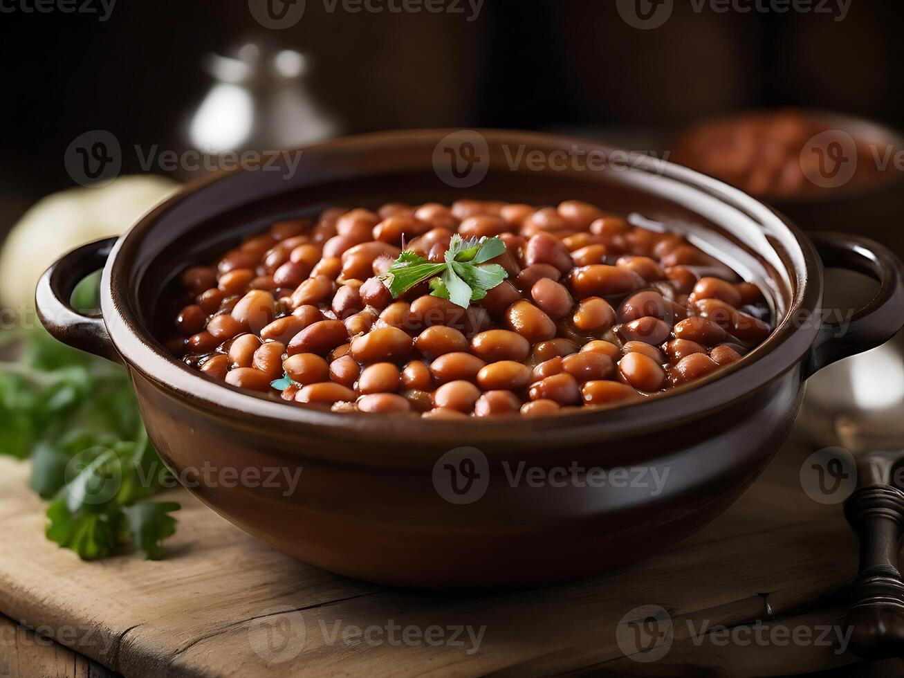 ai gerado cozido feijões Comida foto