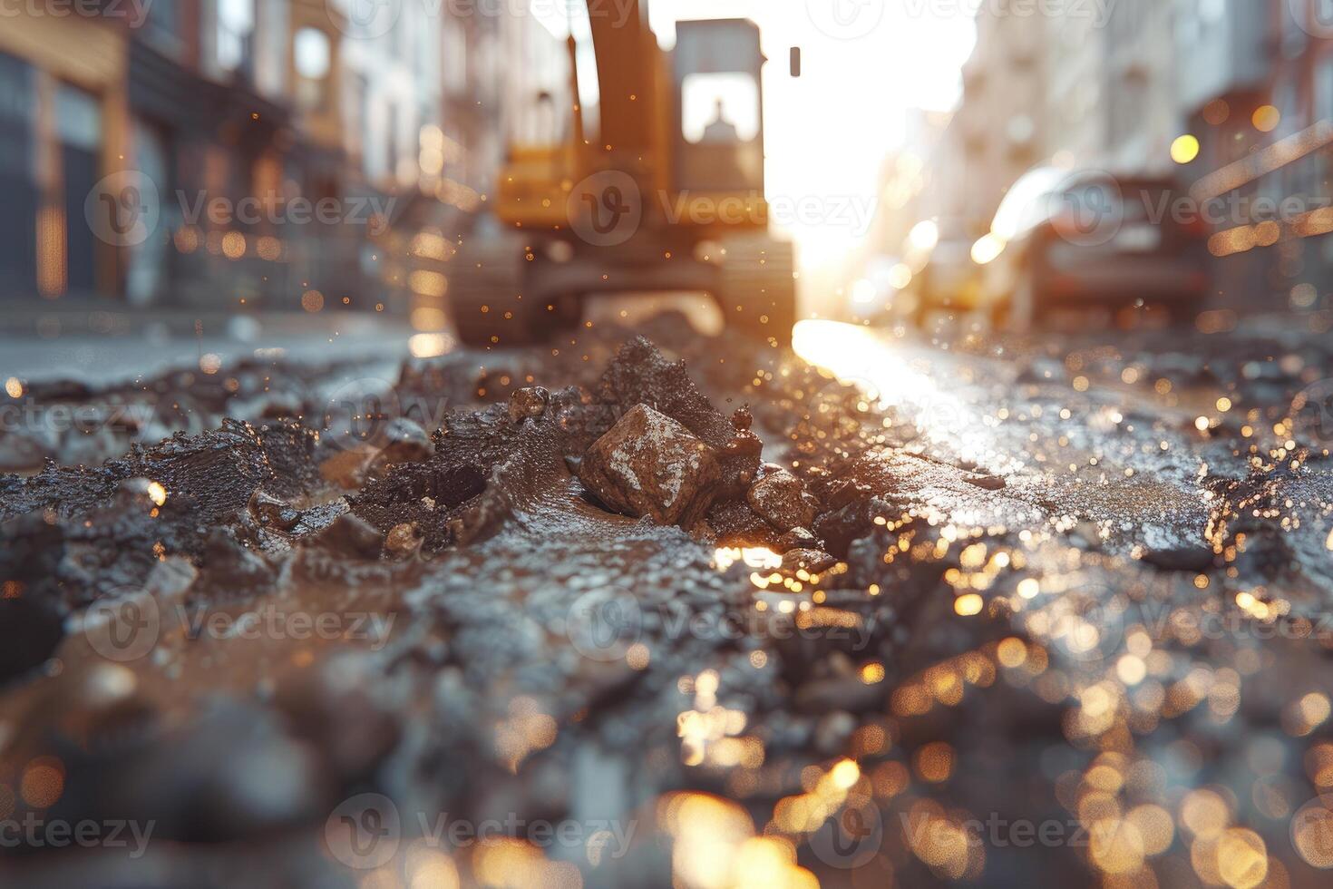 ai gerado a escavadora escavação sujeira em uma construção profissional fotografia foto