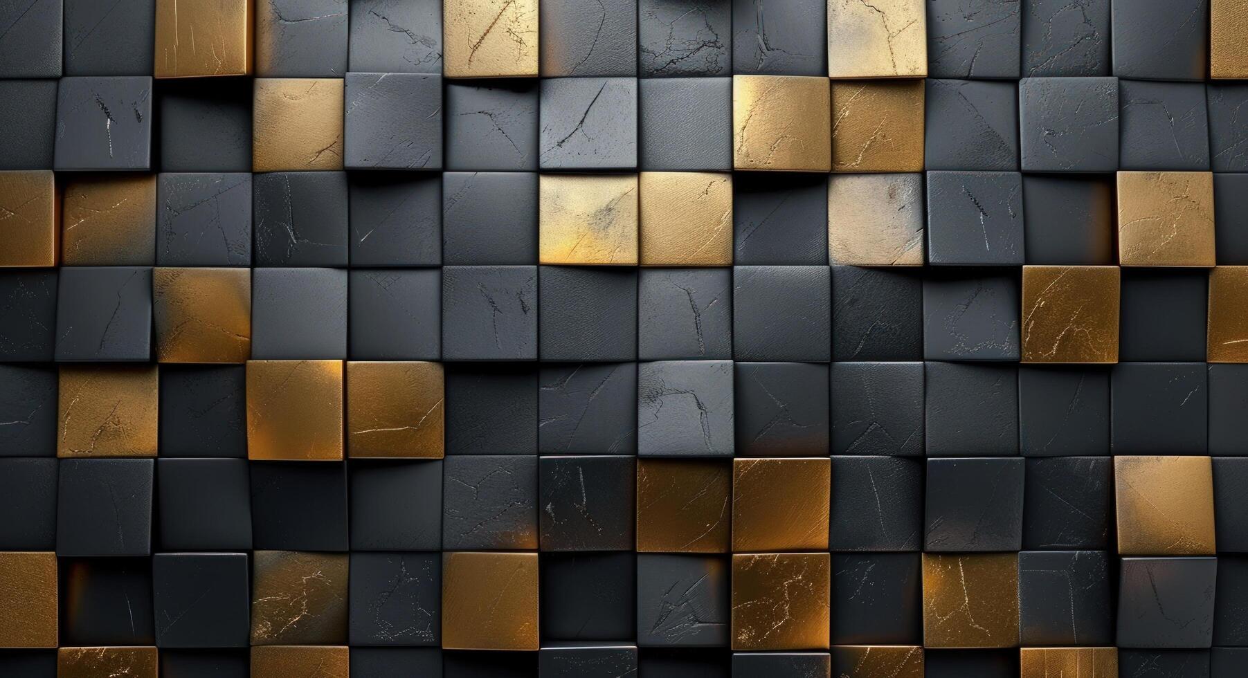 ai gerado Preto e ouro metálico abstrato rede padronizar foto