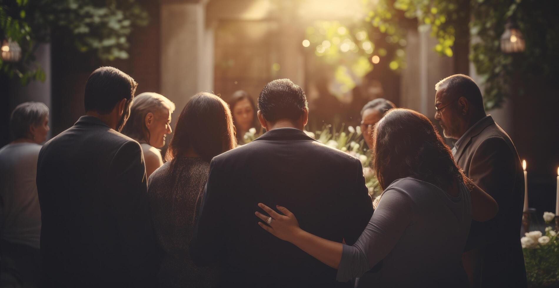 ai gerado uma família encontro para lembrar uma Amado 1 antes seus velório foto