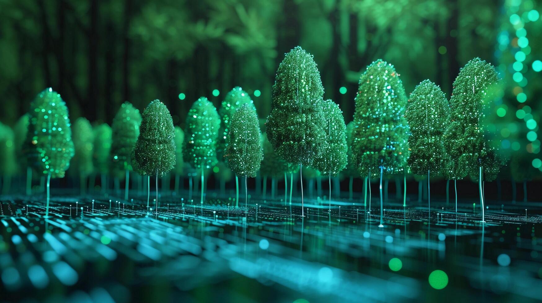 ai gerado artificial inteligência ilustração do algorítmico floresta, fundo imagem, generativo ai foto