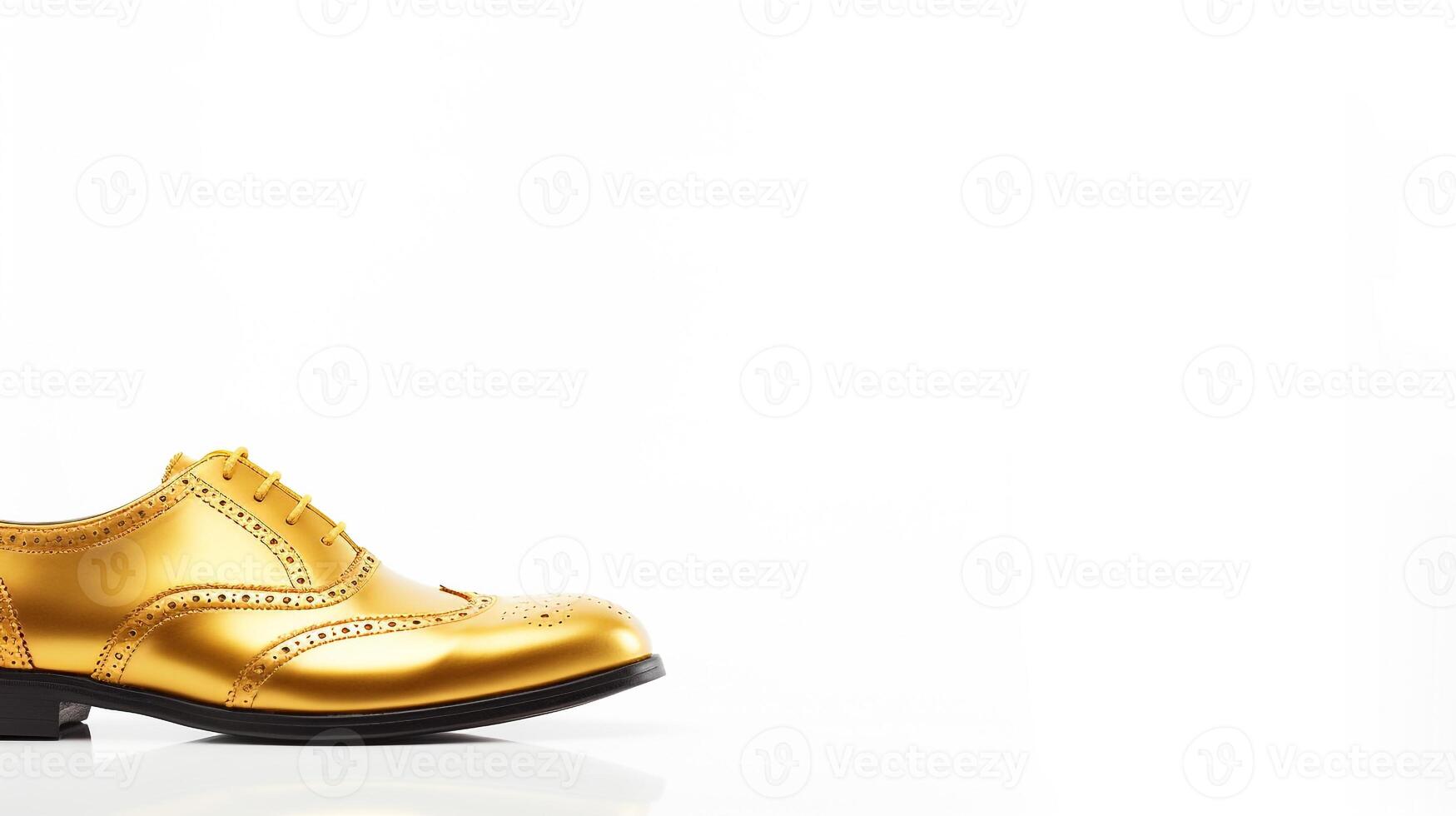 ai gerado ouro brogues sapatos isolado em branco fundo com cópia de espaço para propaganda foto