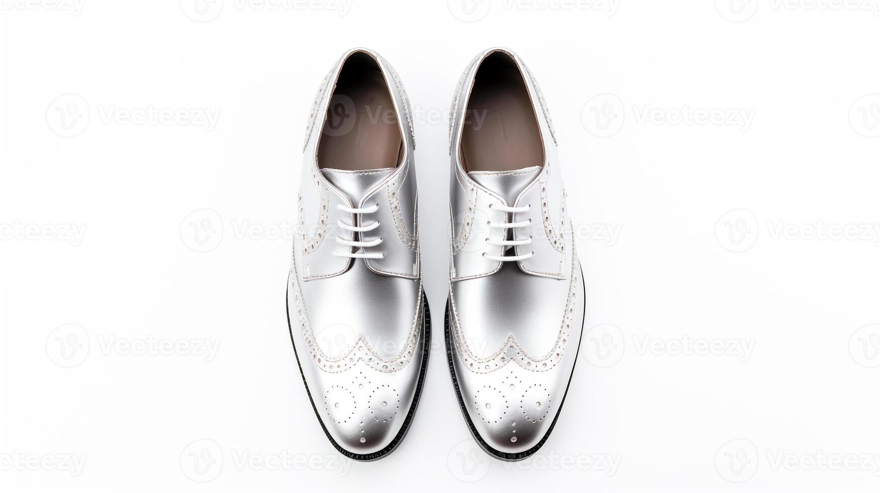 ai gerado prata brogues sapatos isolado em branco fundo com cópia de espaço para propaganda foto