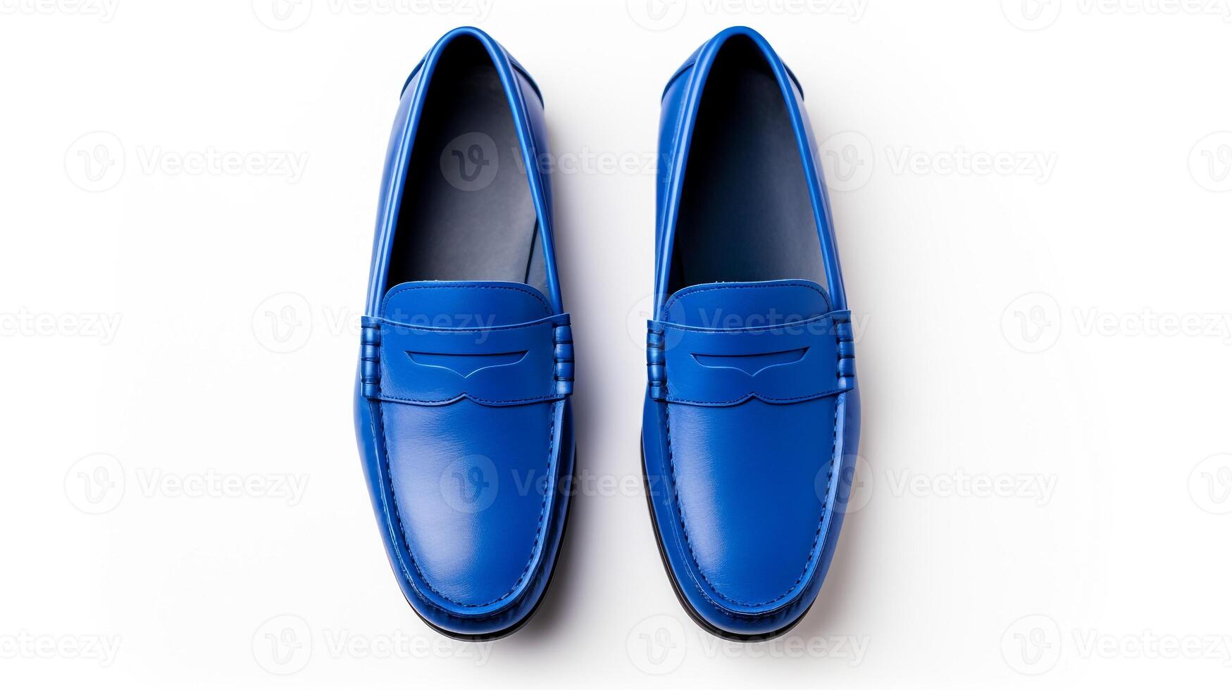 ai gerado azul mocassins sapatos isolado em branco fundo com cópia de espaço para anúncio. generativo ai foto