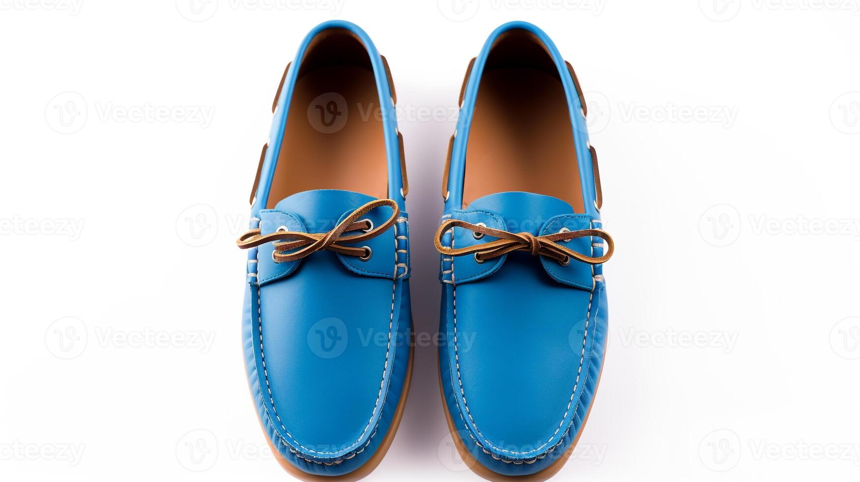 ai gerado azul mocassins sapatos isolado em branco fundo com cópia de espaço para anúncio. generativo ai foto