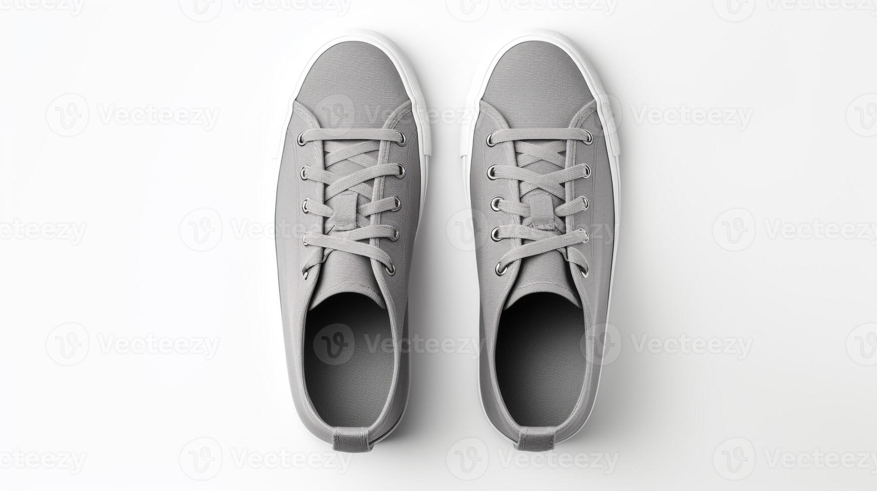 ai gerado cinzento tênis sapatos isolado em branco fundo com cópia de espaço para anúncio. generativo ai foto