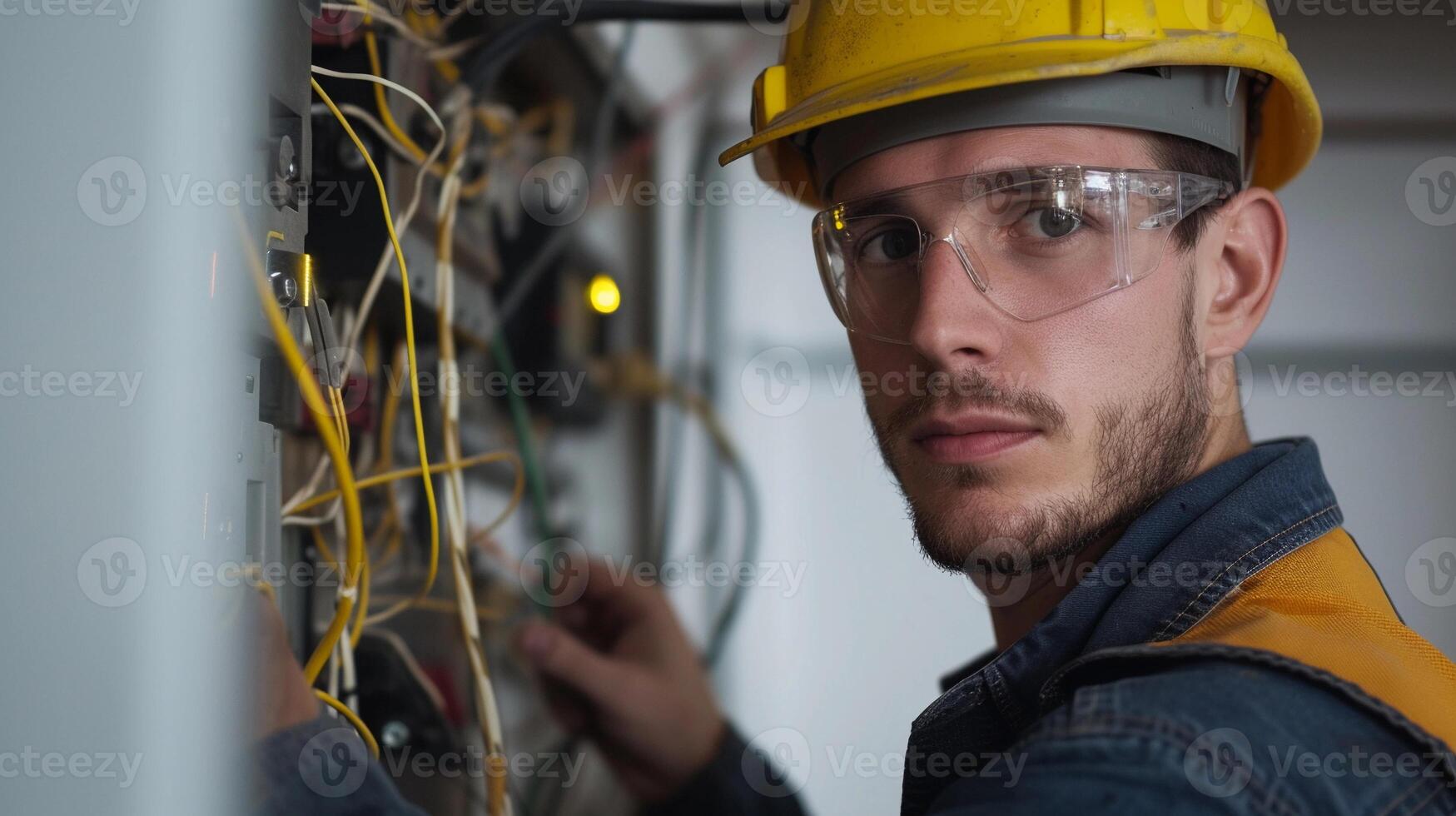 ai gerado retrato do a eletricista trabalhando seriamente, generativo ai foto