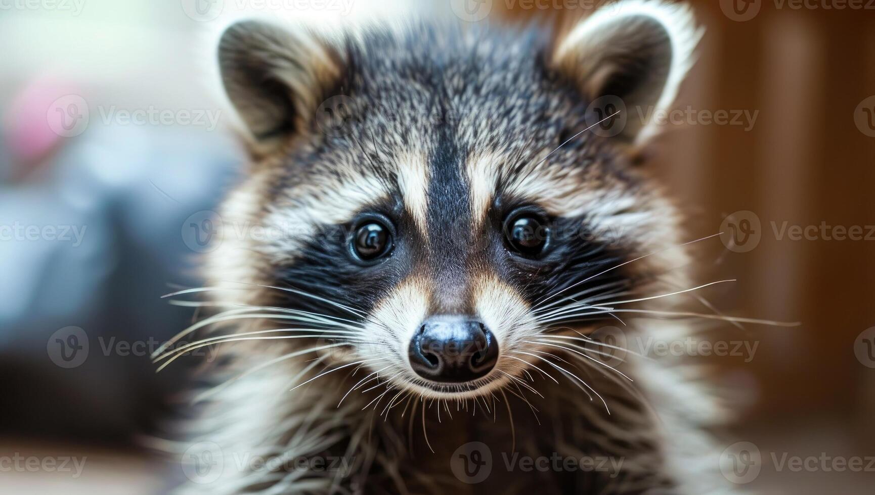 ai gerado fechar-se do uma guaxinim com foco em olhos foto