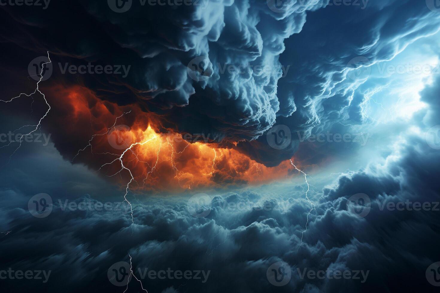 ai gerado tempestade nuvens engolfando uma outrora brilhante céu, simbolizando interior turbulência foto