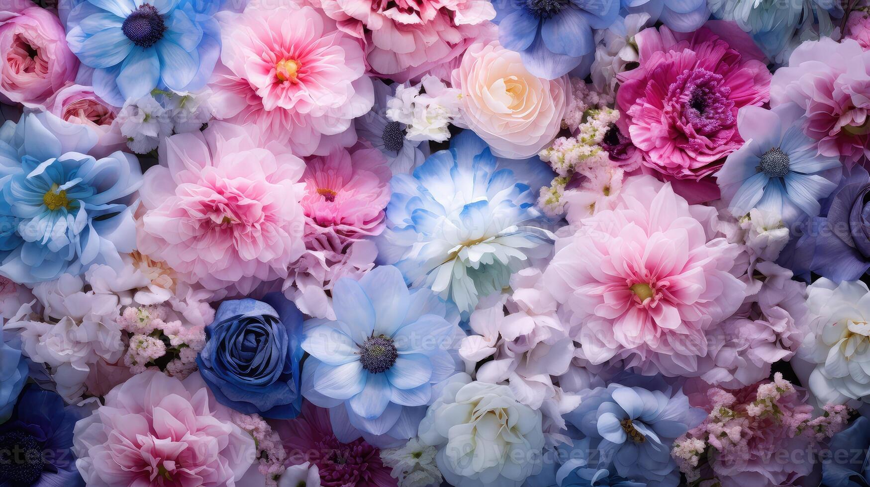 ai gerado flor azul e Rosa flores ai gerado foto