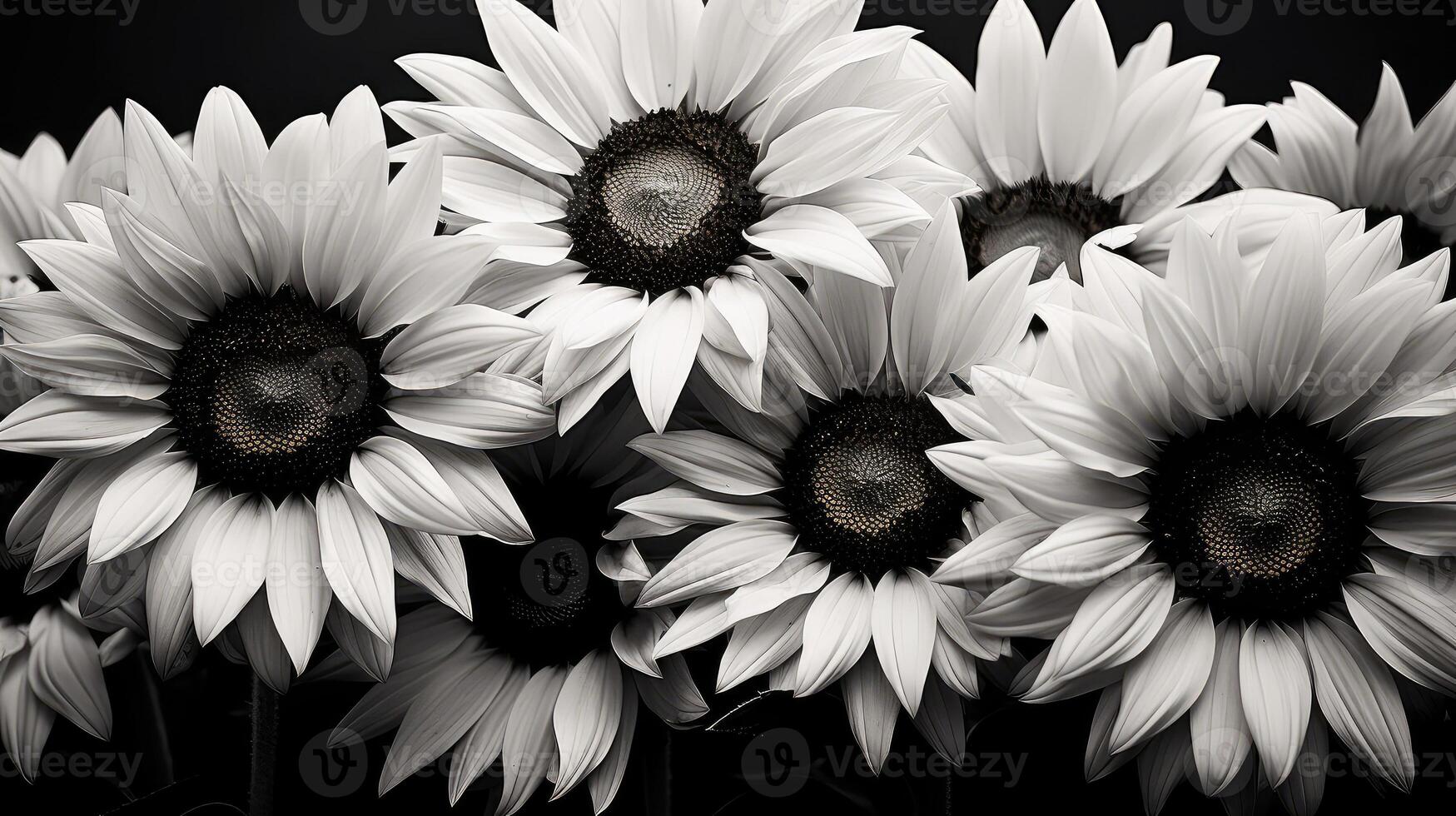 ai gerado flor Preto e branco girassóis ai gerado foto