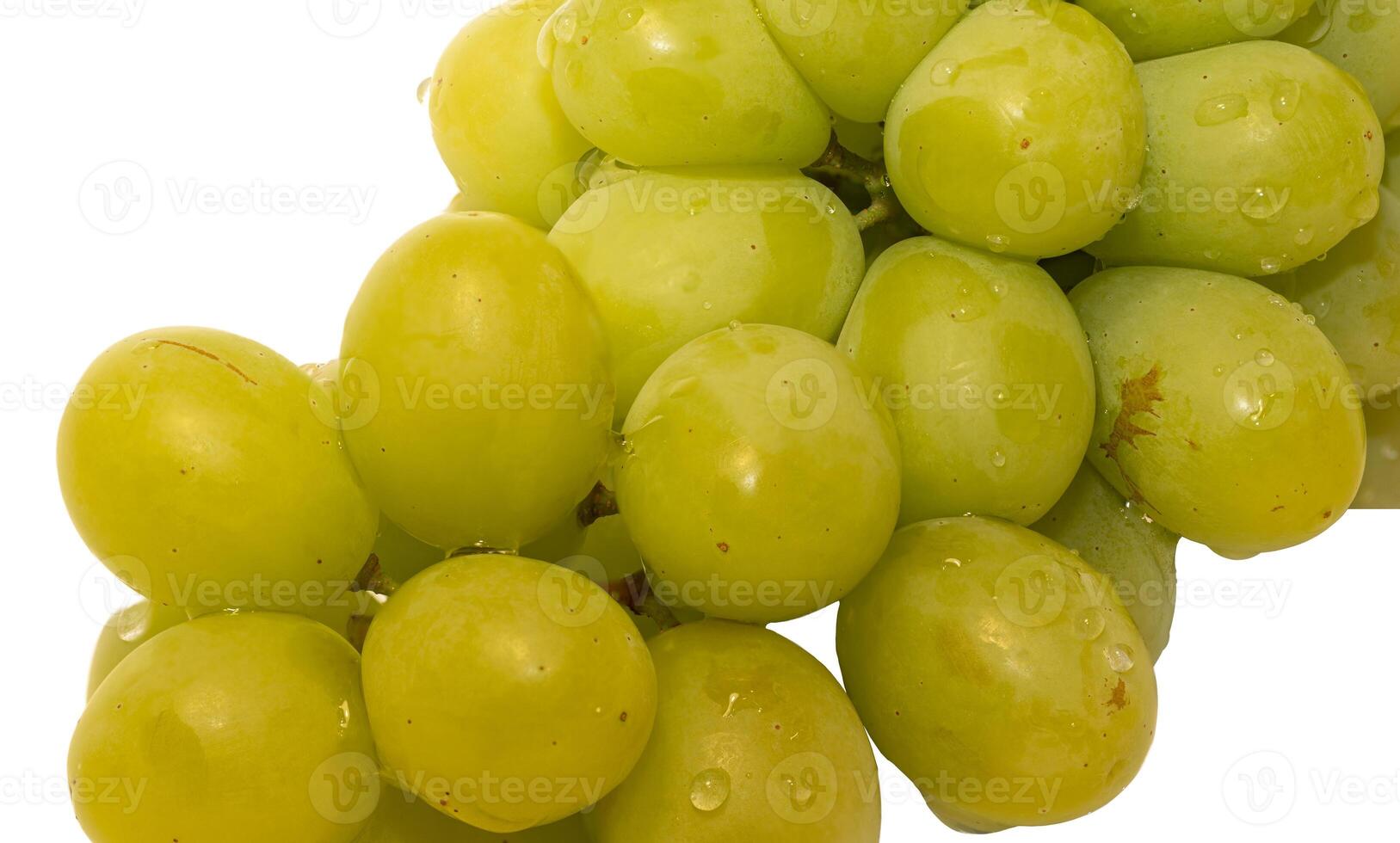 fechar acima branco uva ou verde uva grupo isolado em branco fundo foto