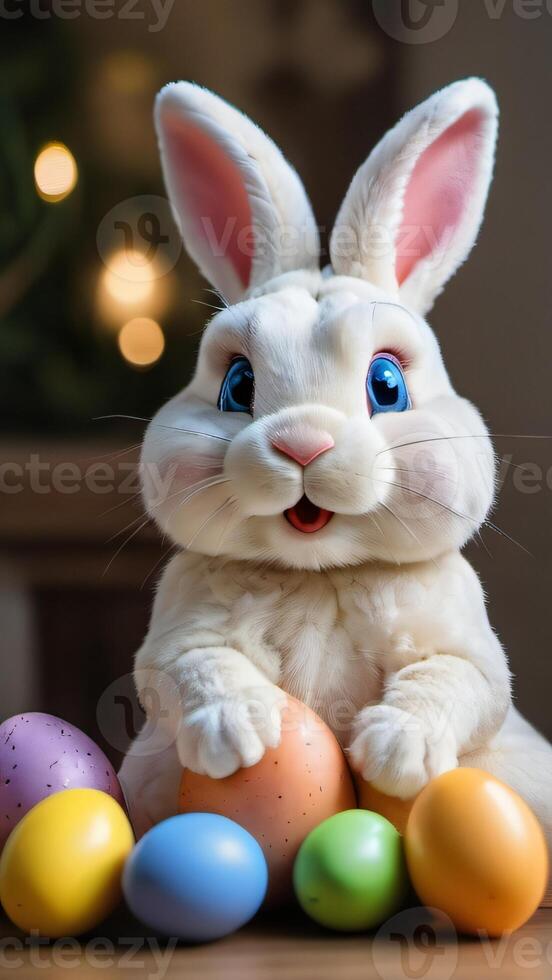 ai gerado foto do Páscoa Coelho com Páscoa ovos. ai gerado