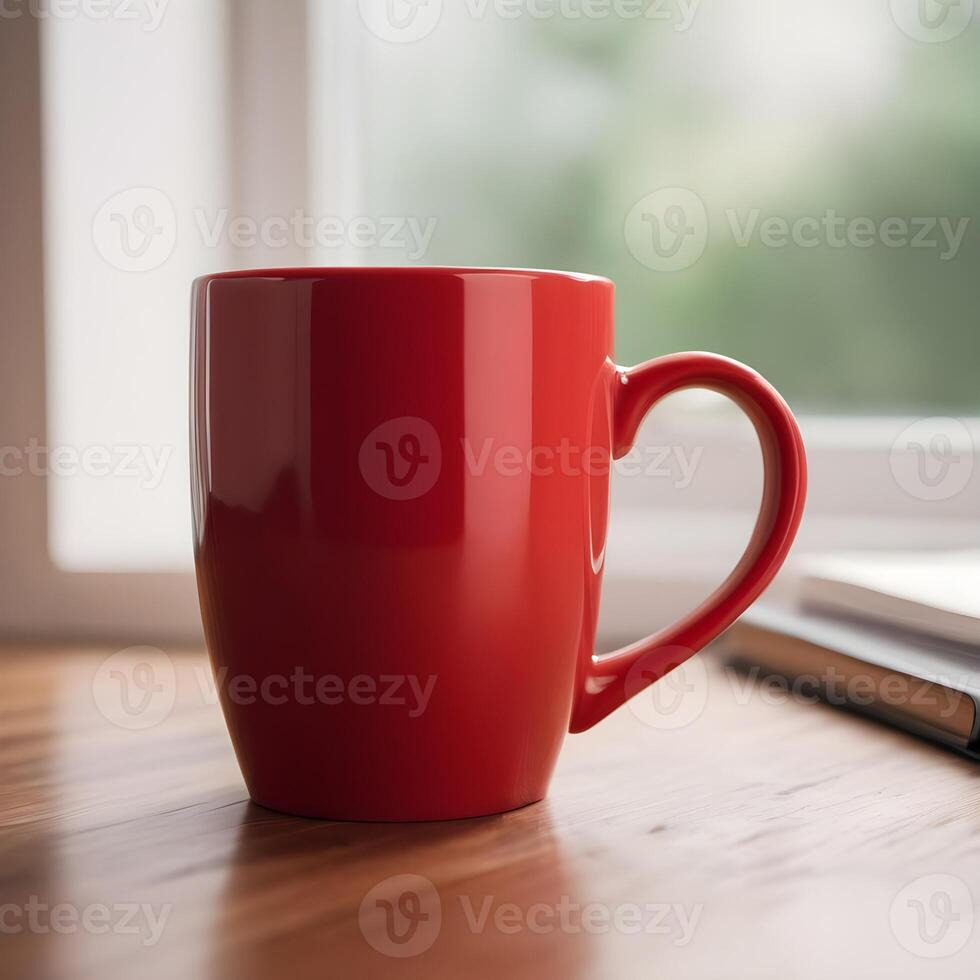 ai gerado vermelho café e chá caneca foto