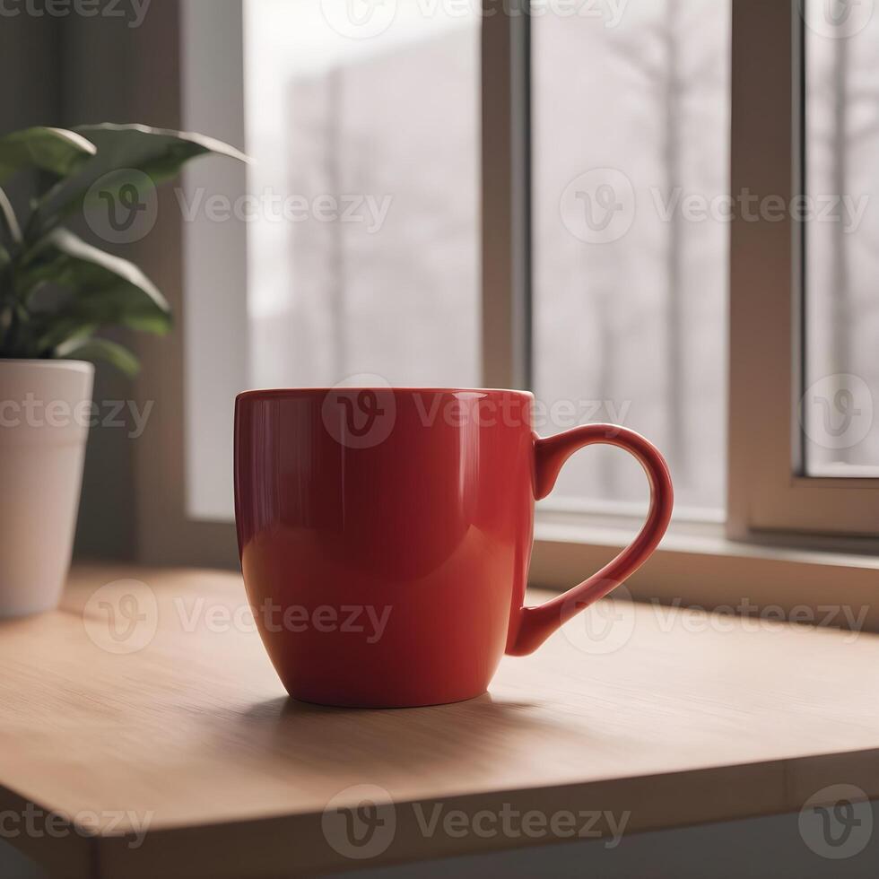 ai gerado vermelho café e chá caneca foto