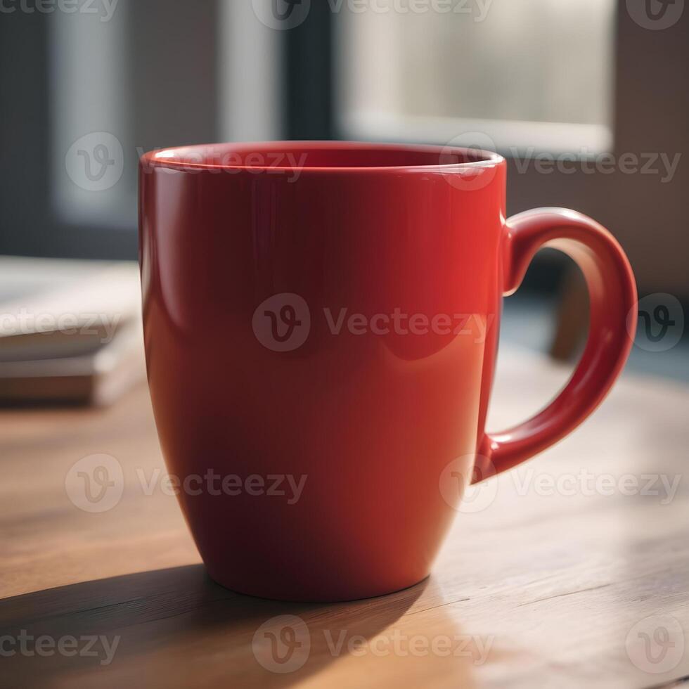 ai gerado vermelho café e chá caneca foto