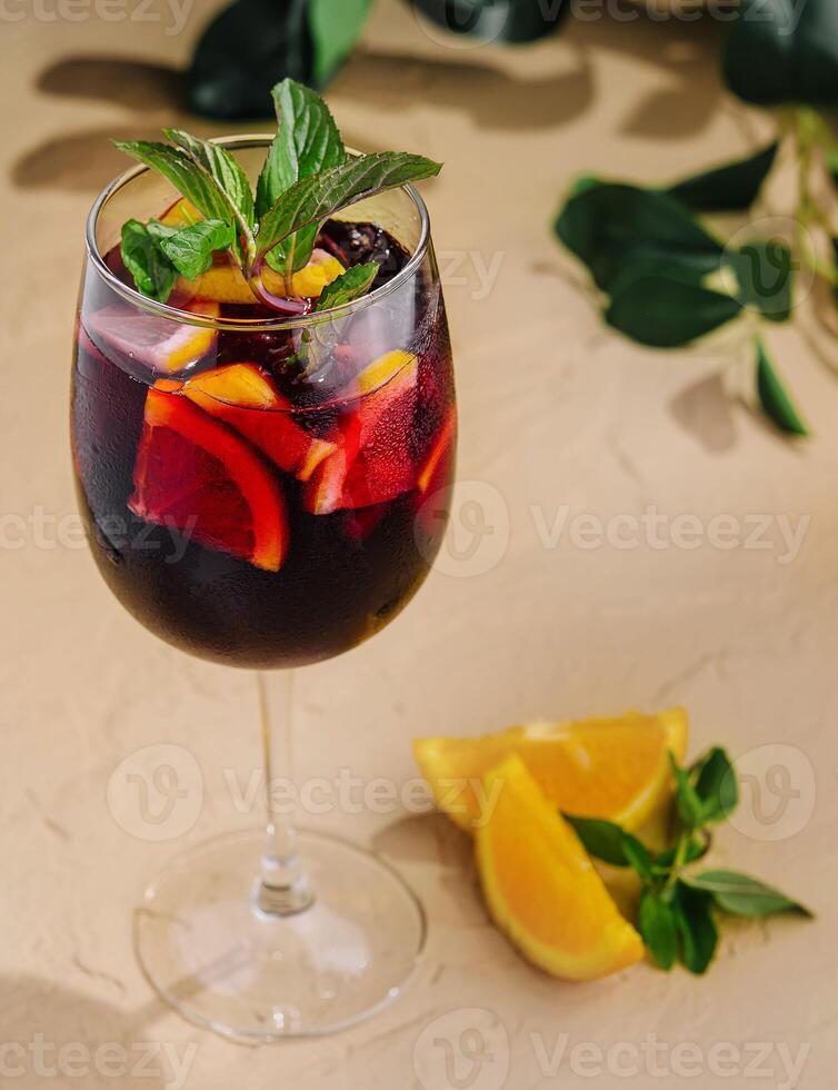 refrescante clássico fruta sangria topo Visão foto