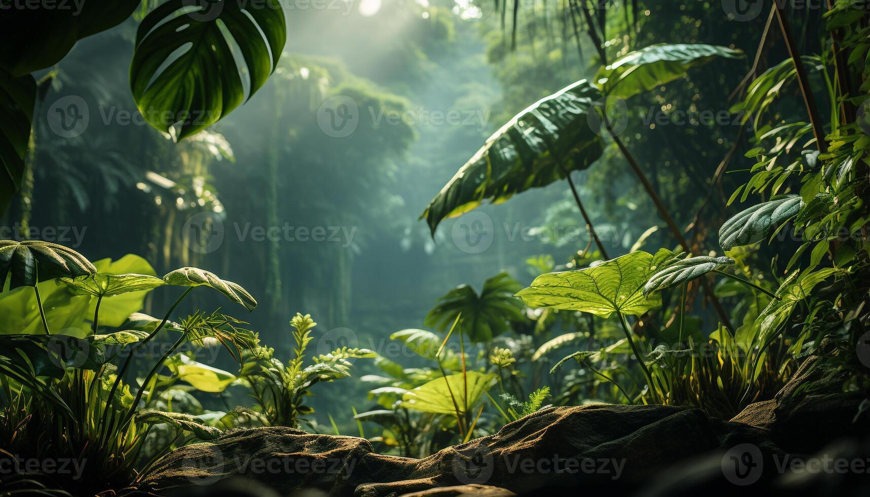 ai gerado a exuberante tropical floresta tropical exala beleza dentro natureza molhado abraço gerado de ai foto
