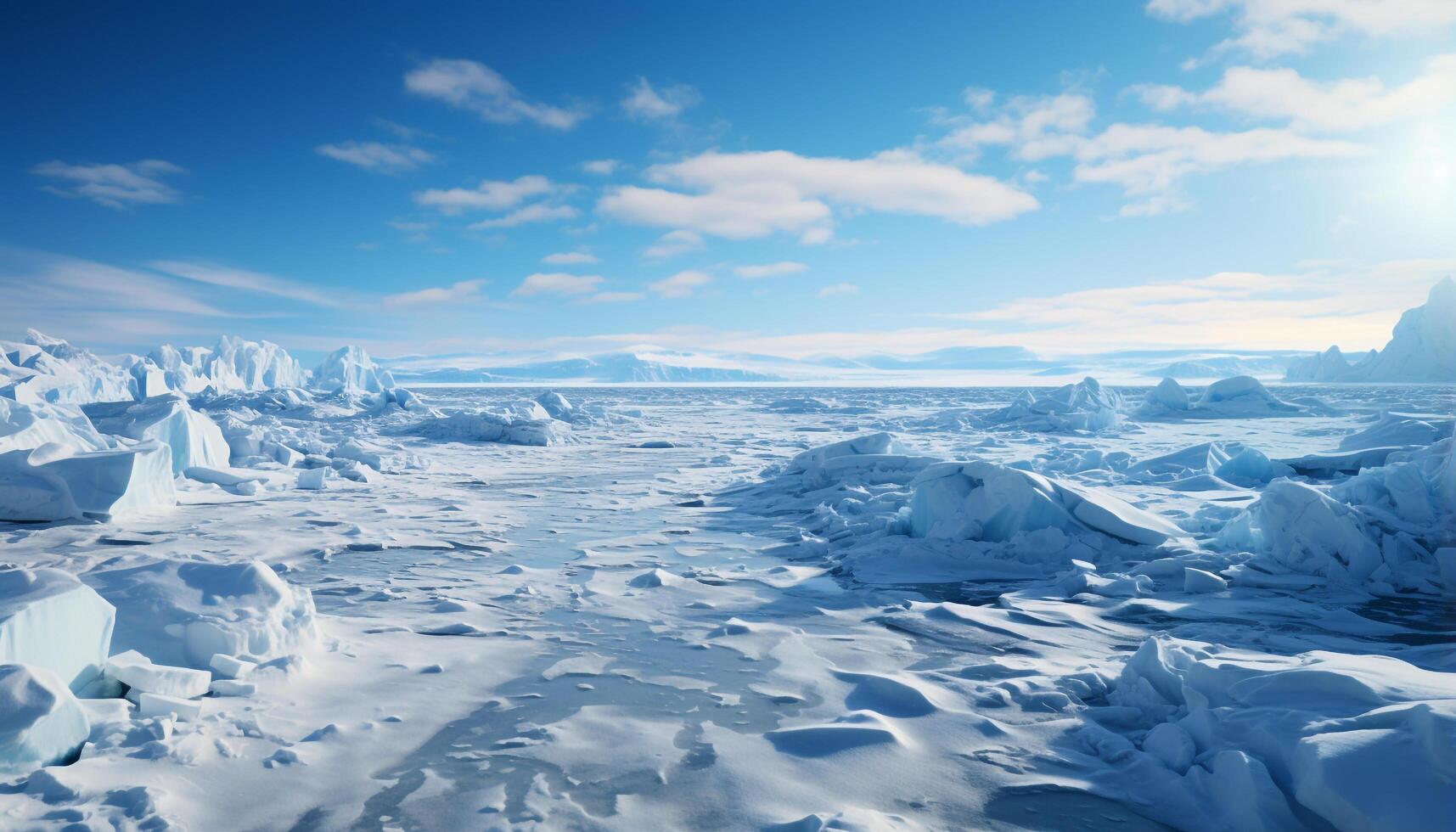 ai gerado congeladas ártico paisagem, majestoso montanha pico, tranquilo reflexão em água gerado de ai foto