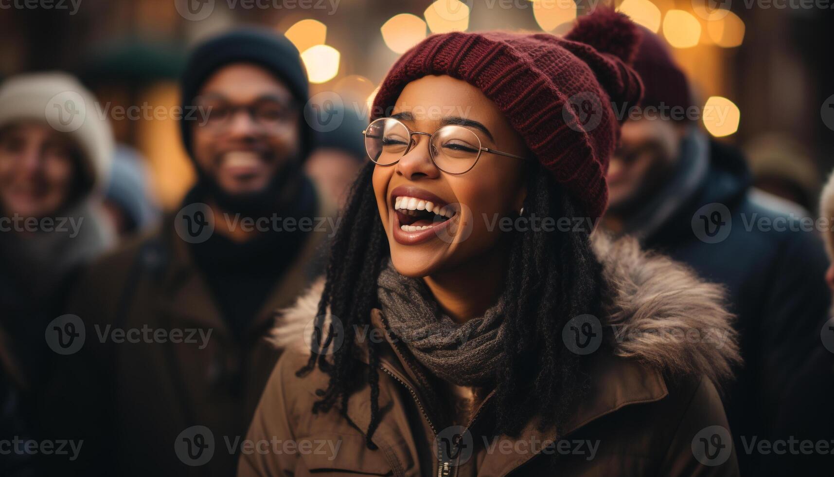 ai gerado uma alegre grupo do jovem adultos andando, abraçando natureza beleza gerado de ai foto