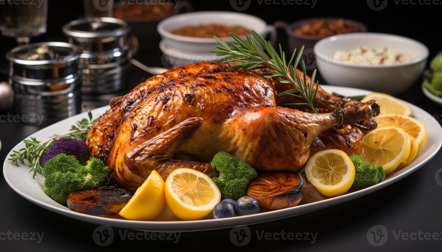 ai gerado grelhado carne, fresco limão, cozinhou aves, cozido branco carne gerado de ai foto