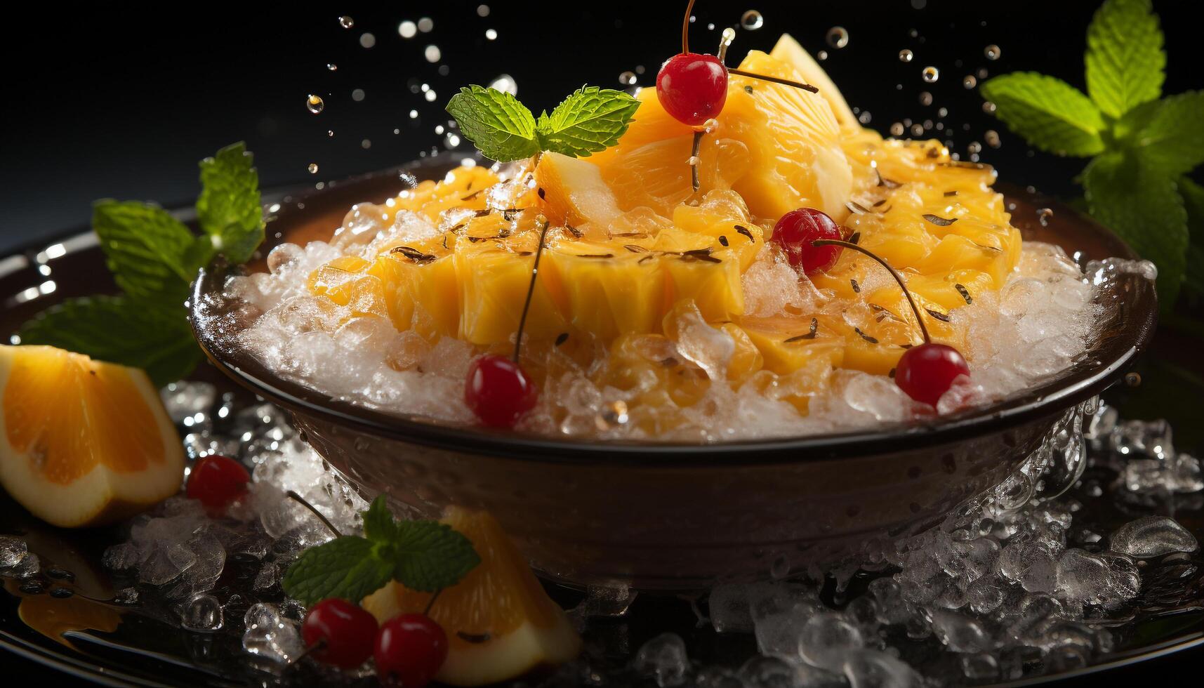 ai gerado fresco fruta tigela, uma doce e saudável verão indulgência gerado de ai foto