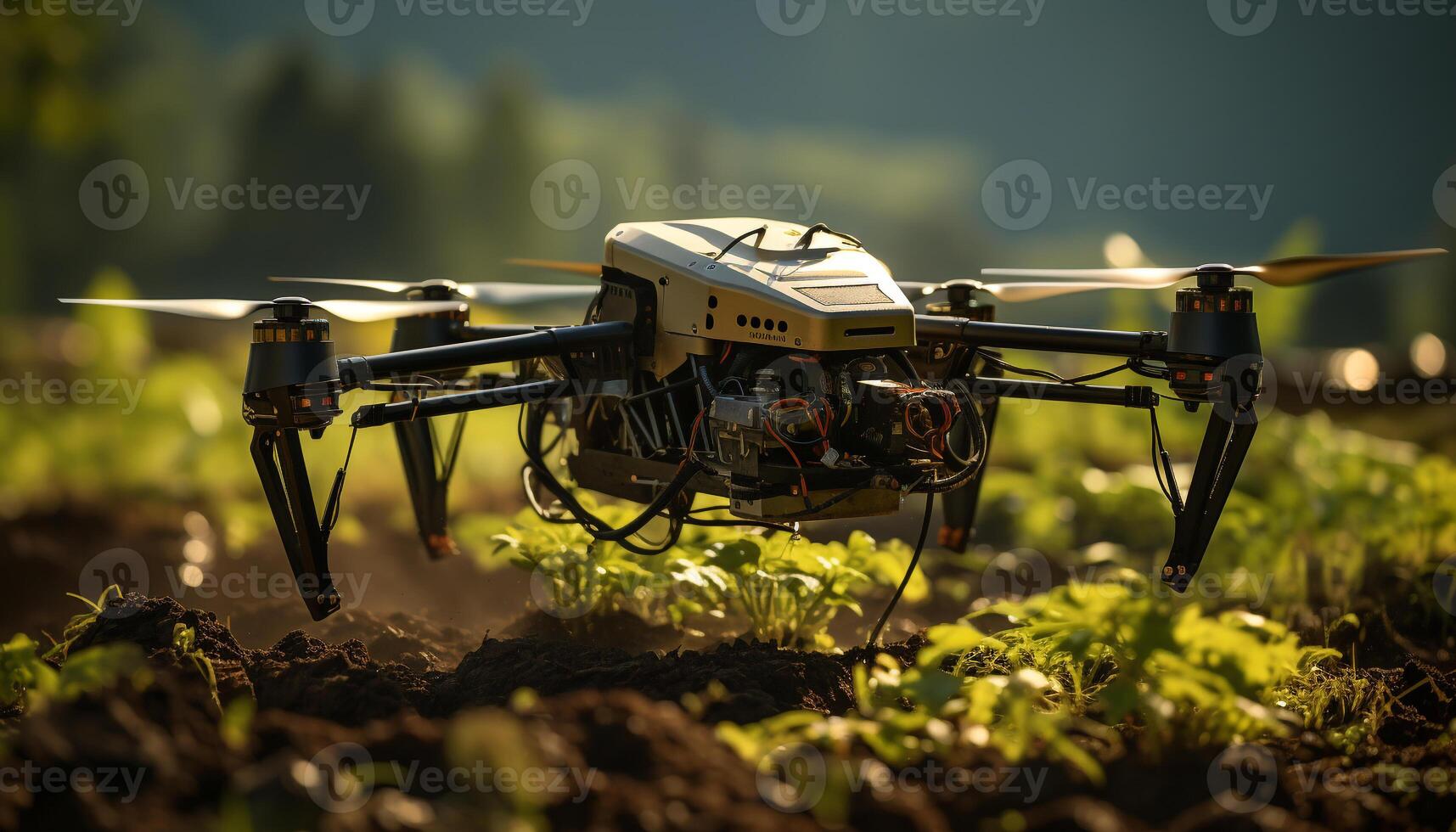 ai gerado aéreo zangão impulsiona sobre natureza, capturando inovação dentro sem fio vigilância gerado de ai foto