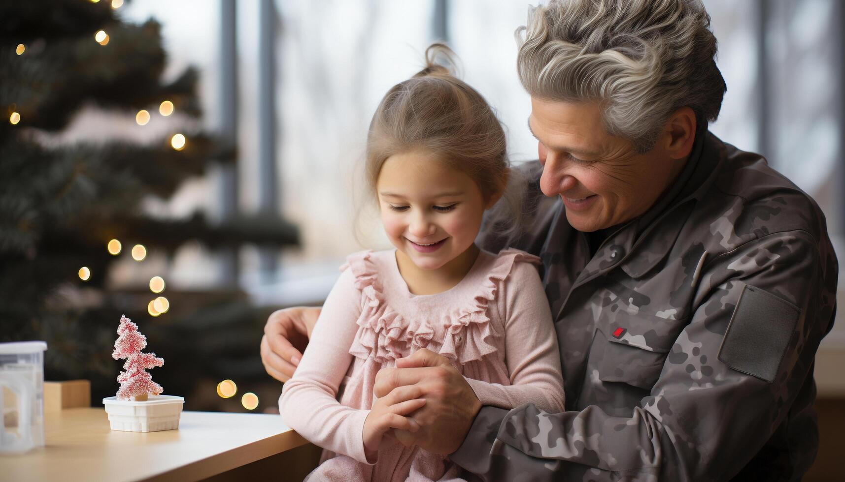 ai gerado uma alegre família comemora Natal, espalhando amor e alegria gerado de ai foto