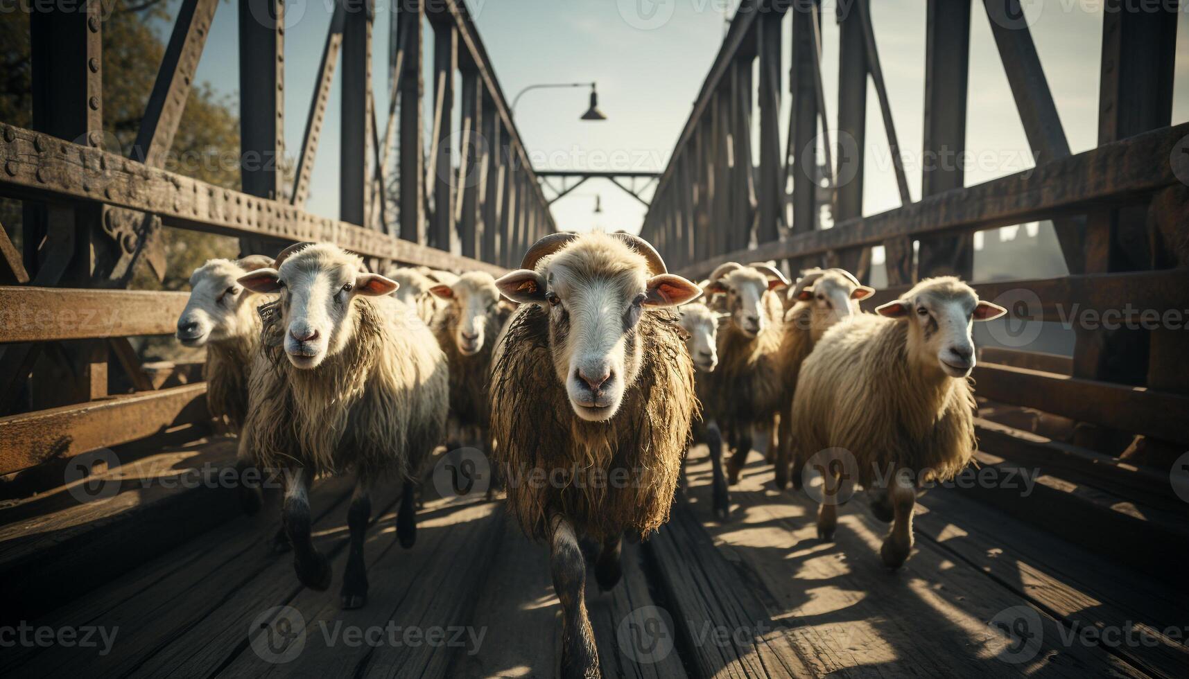 ai gerado fofa vaca rebanho pastar em verde Relva dentro ensolarado Prado gerado de ai foto