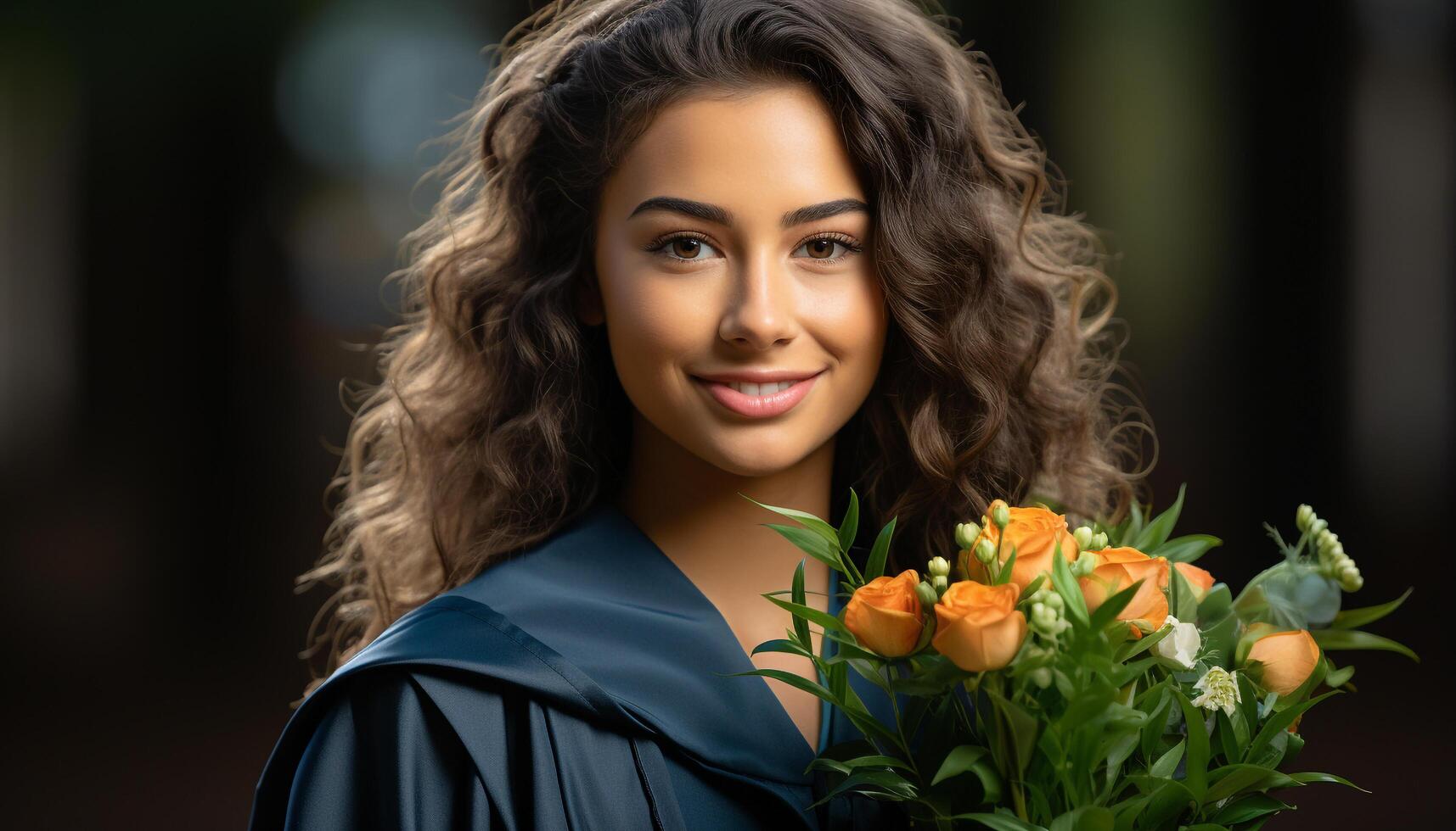 ai gerado sorridente mulher, beleza dentro natureza, fresco e confiante ao ar livre gerado de ai foto