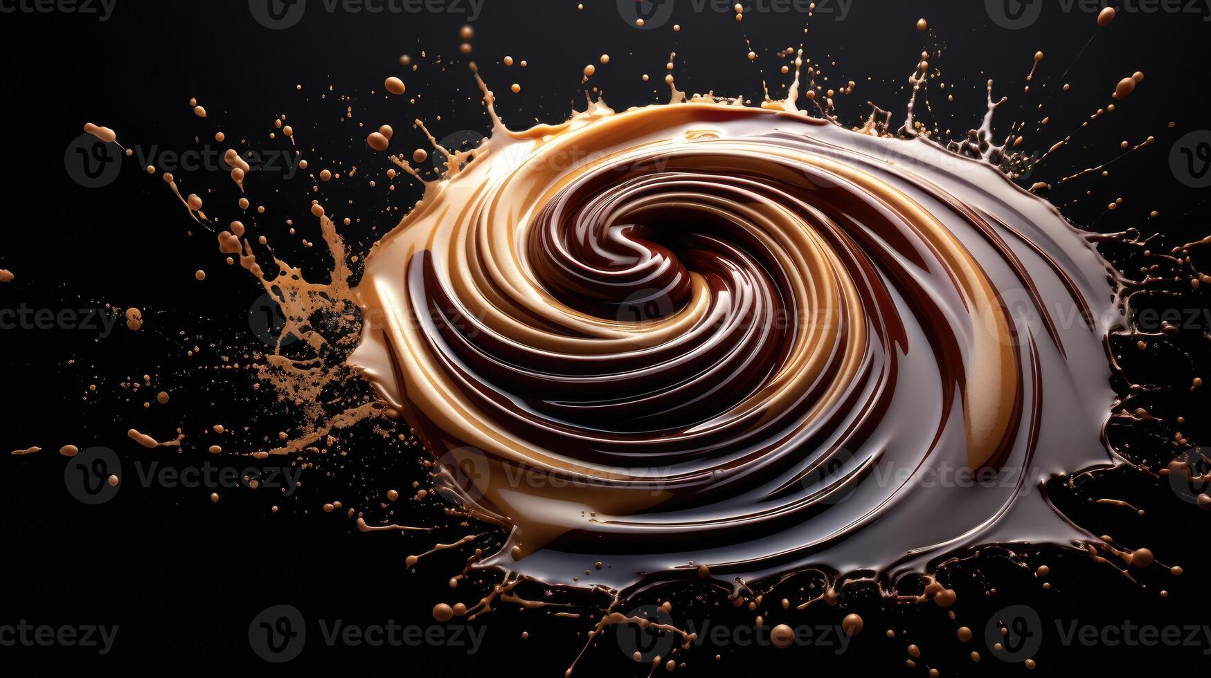 ai gerado luxuoso derretido chocolate redemoinho com dinâmico salpicos cria uma delicioso visual obra de arte. ai gerado. foto