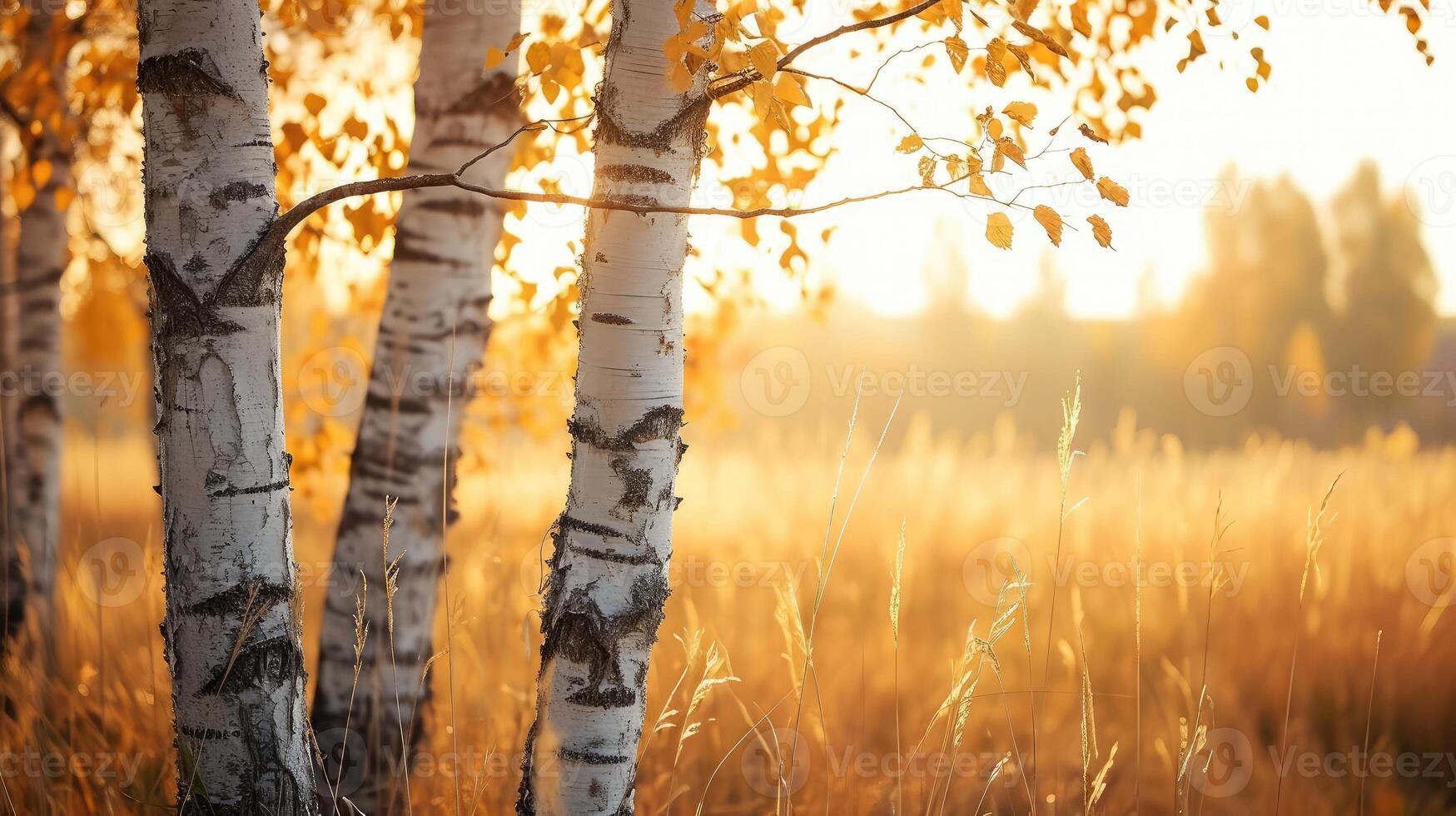 ai gerado bétula roupa de baixo ficar de pé alta dentro uma campo, uma bokeh fundo acrescenta uma sonhadores fascínio, ai gerado. foto