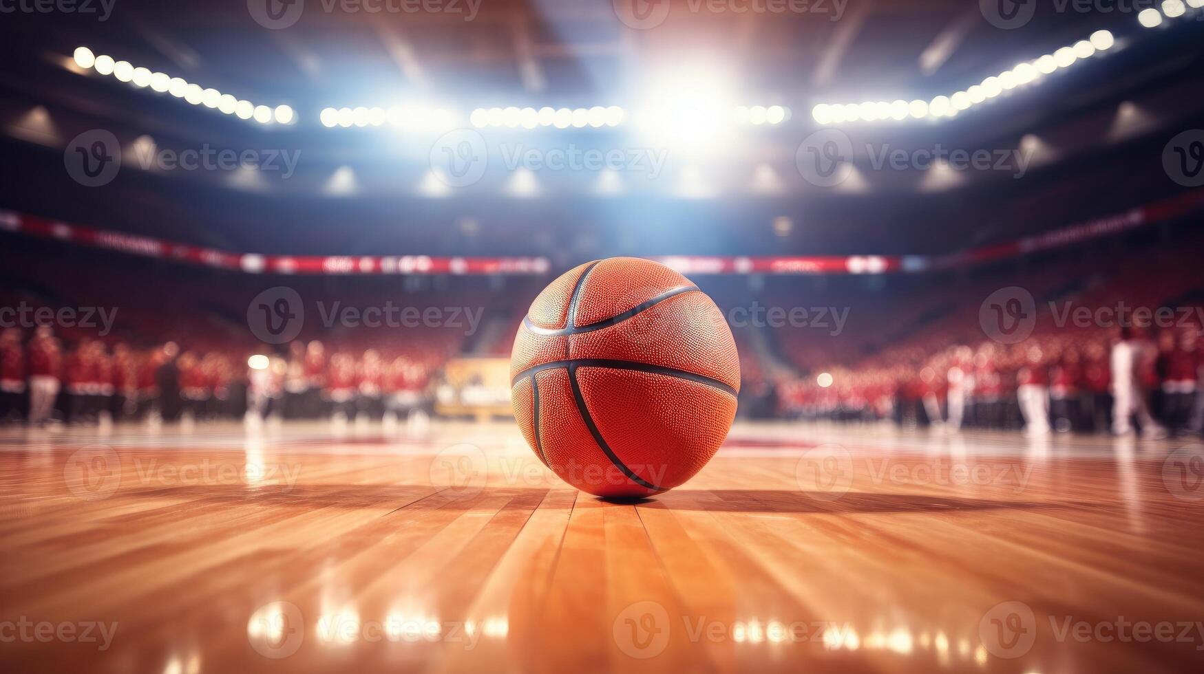 ai gerado basquetebol bola centrado dentro a estádio. intenso Esportes foco, ai gerado. foto