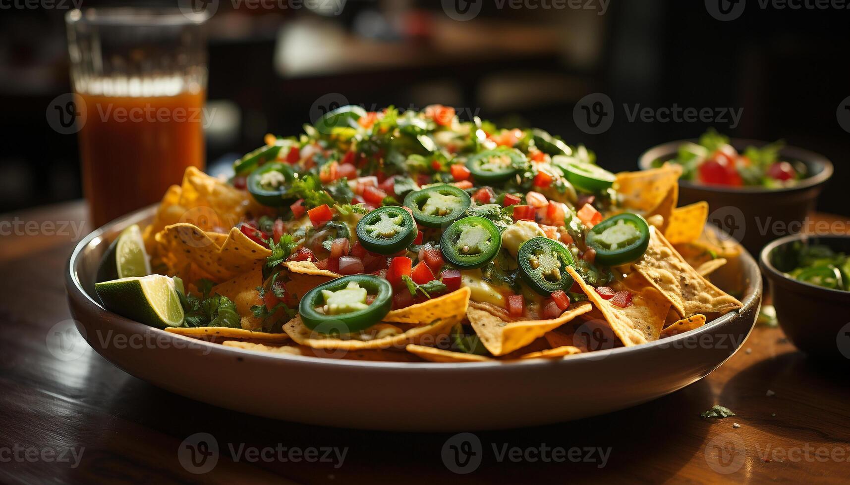 ai gerado frescor e especiaria em uma placa, guacamole taco refeição gerado de ai foto