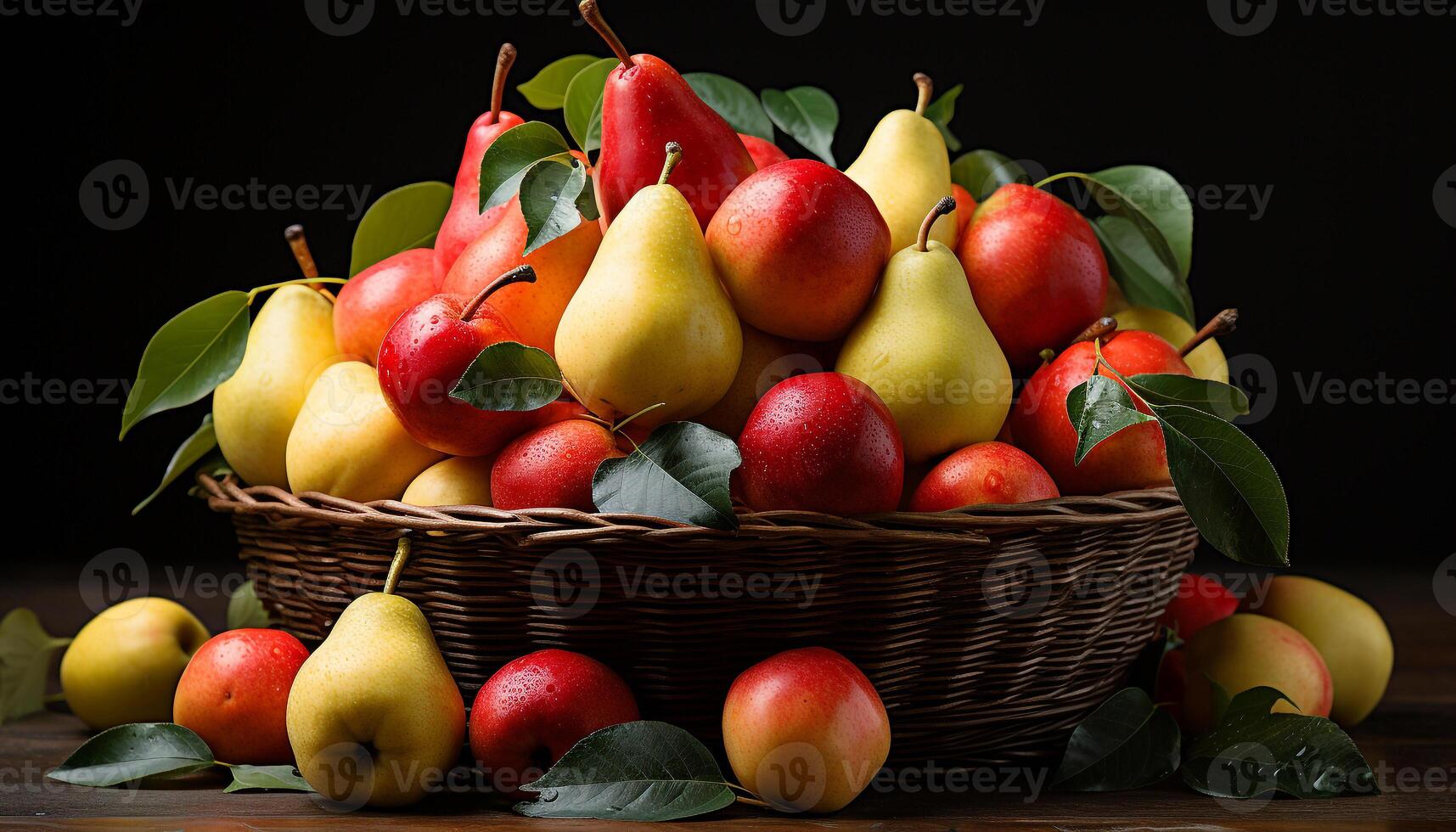 ai gerado frescor do natureza recompensa dentro uma vibrante fruta cesta gerado de ai foto