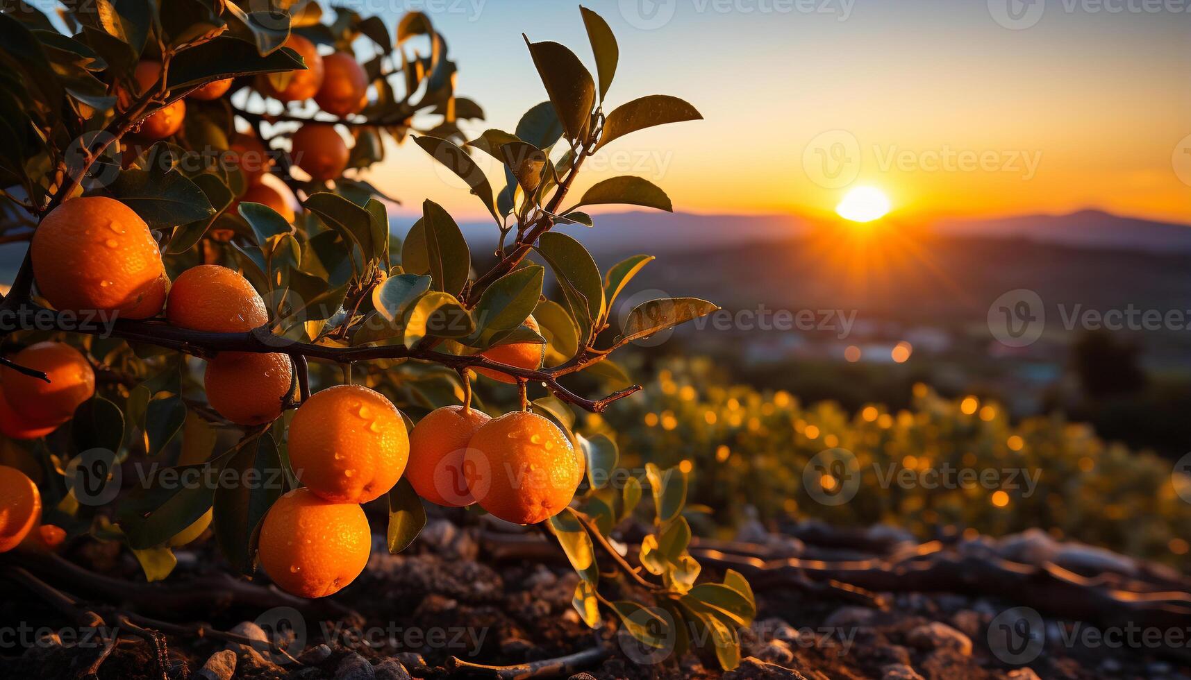 ai gerado frescor do verão fruta dentro vibrante pôr do sol ao ar livre gerado de ai foto