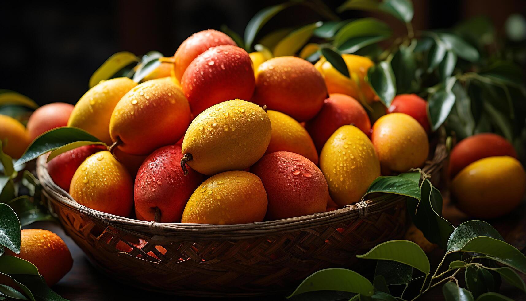 ai gerado frescor e natureza dentro uma saudável comendo cesta do fruta gerado de ai foto