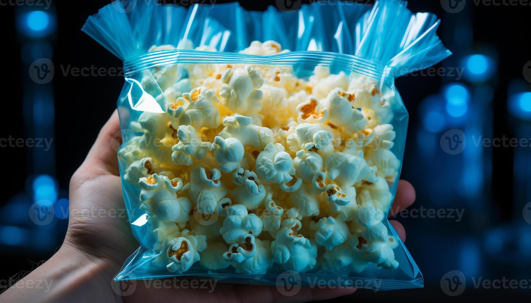 ai gerado mão segurando gourmet doce, desfrutando uma doce filme lanche gerado de ai foto