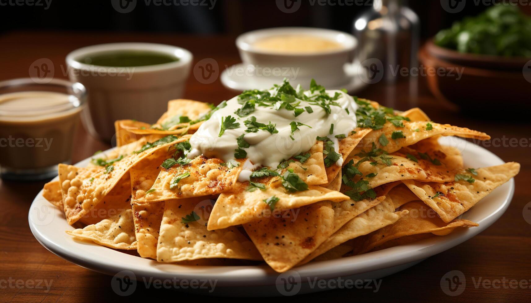 ai gerado frescor e especiaria em uma placa, guacamole taco pronto para comer gerado de ai foto