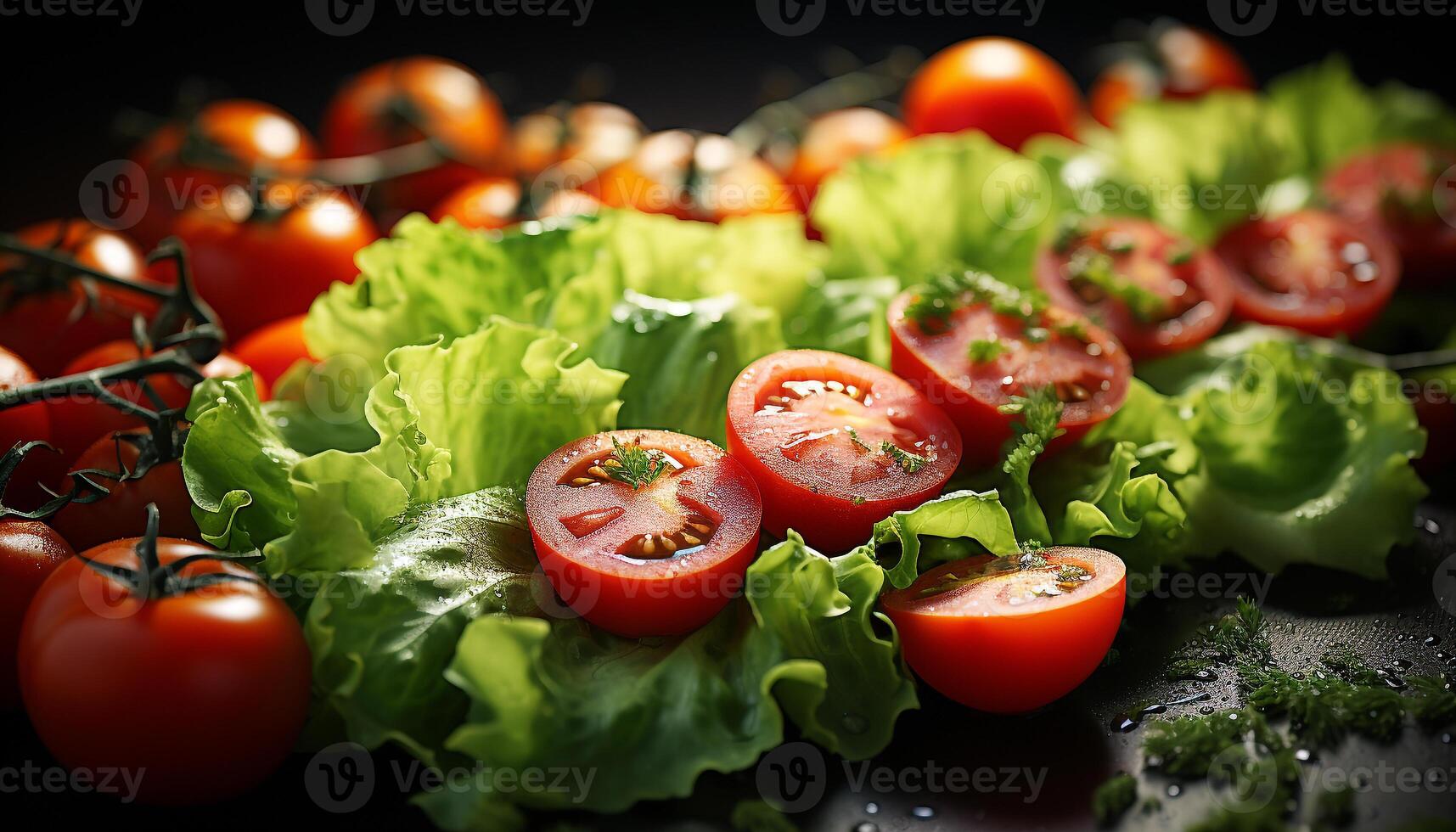 ai gerado frescor do natureza em prato saudável salada, orgânico vegetariano refeição gerado de ai foto