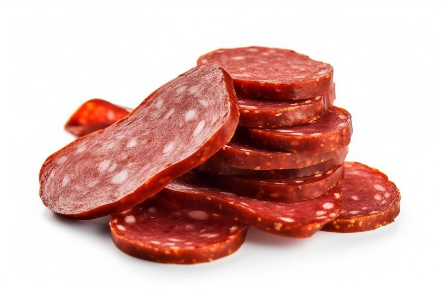 ai gerado defumado salame linguiça isolado em branco background.generative ai. foto