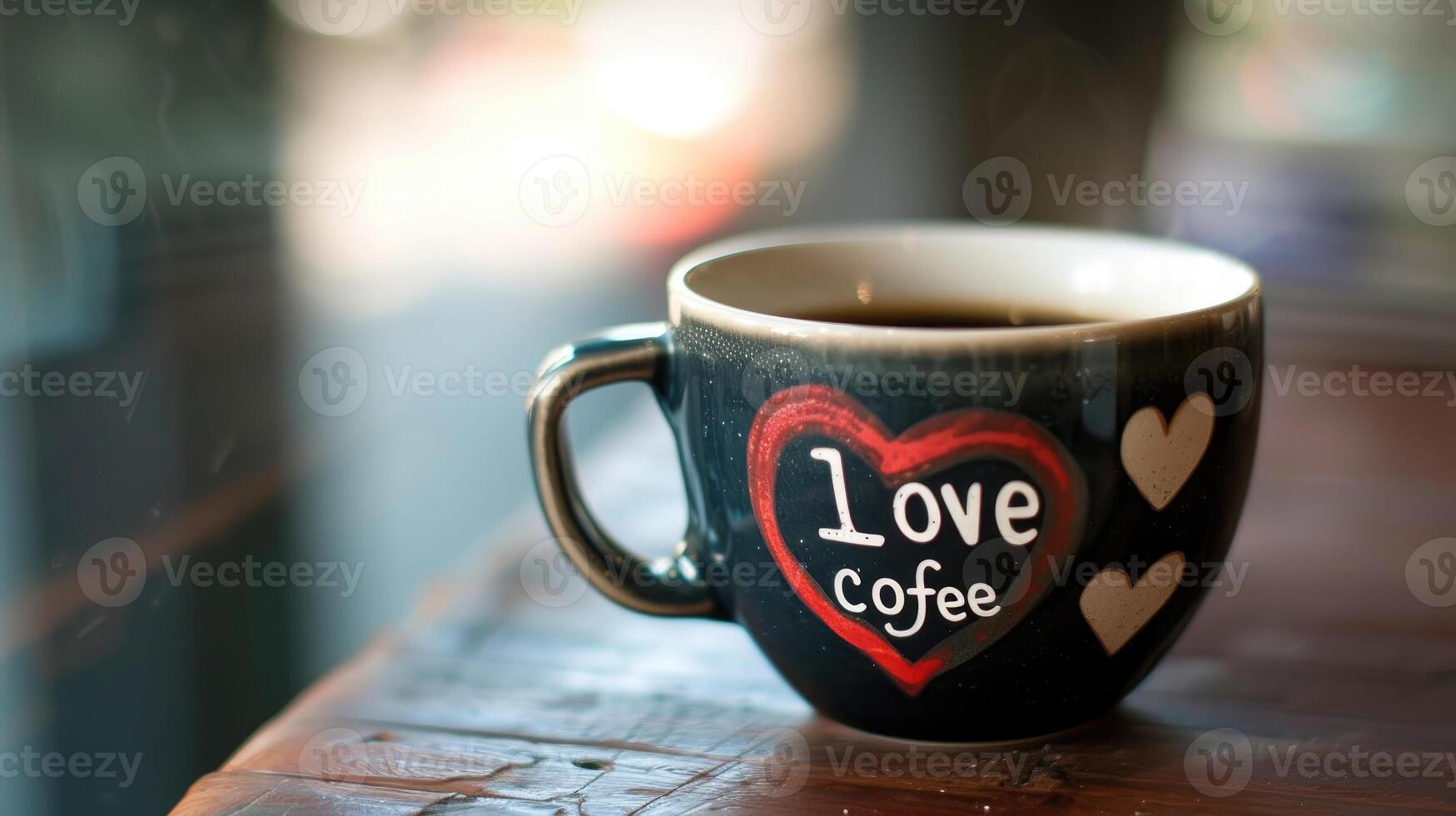ai gerado café copo adornado com 'amor café' e uma coração, ai gerado. foto