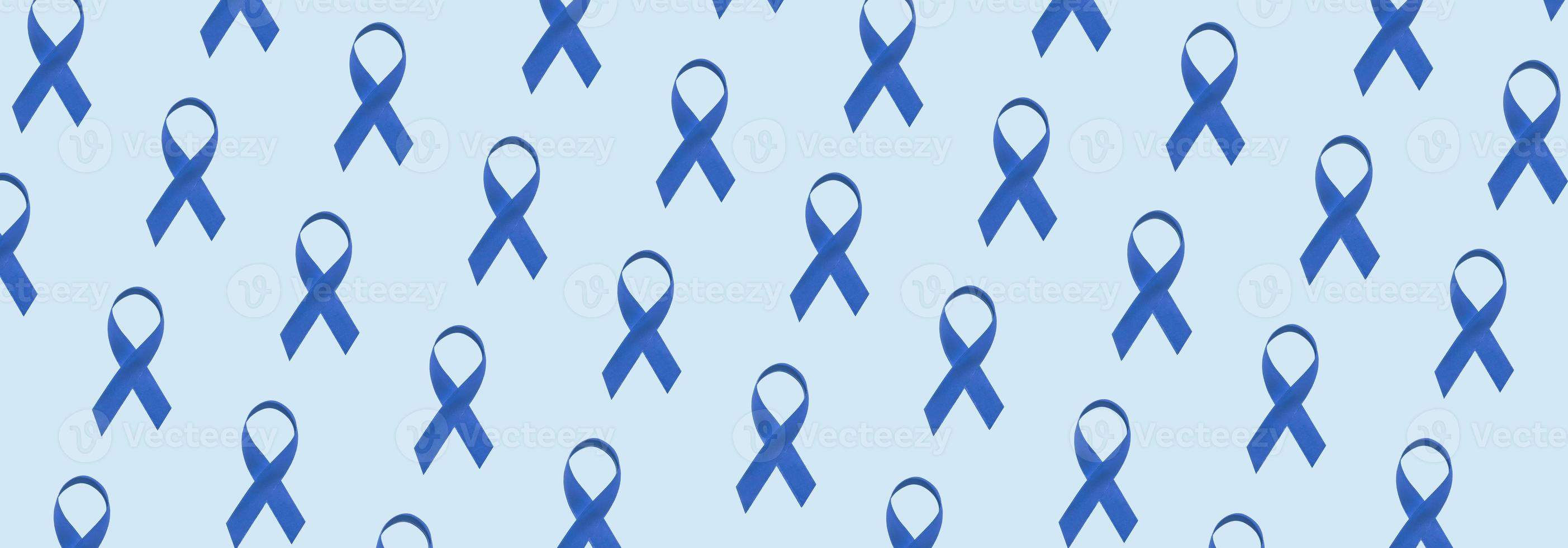banner com símbolo padrão de fita azul do dia mundial do diabetes foto