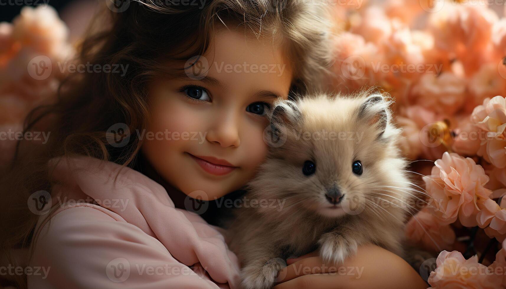ai gerado fofa pequeno animais de estimação trazer felicidade e amor para infância gerado de ai foto