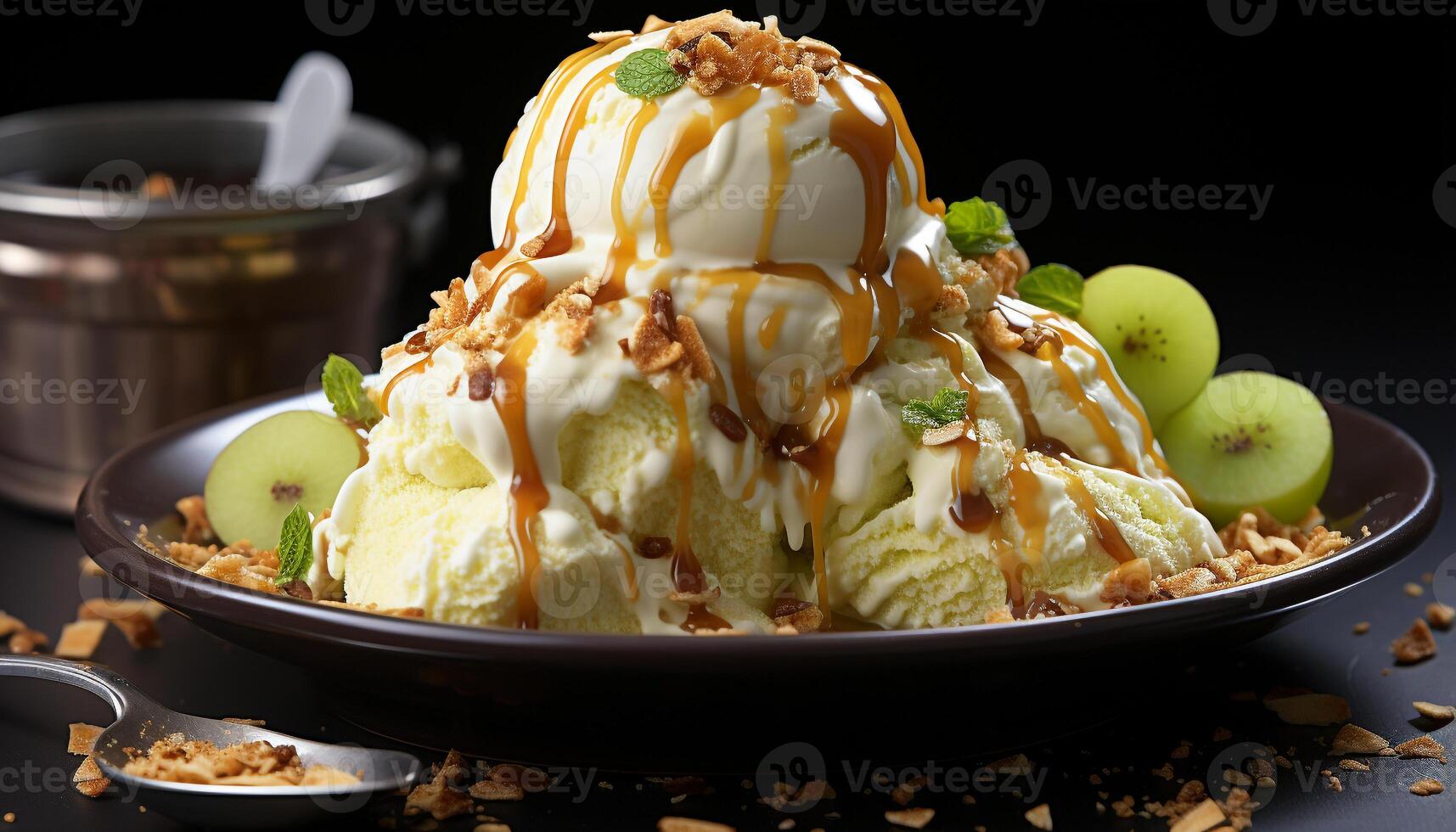 ai gerado frescor e indulgência em uma verão mesa, saudável comendo sobremesa gerado de ai foto