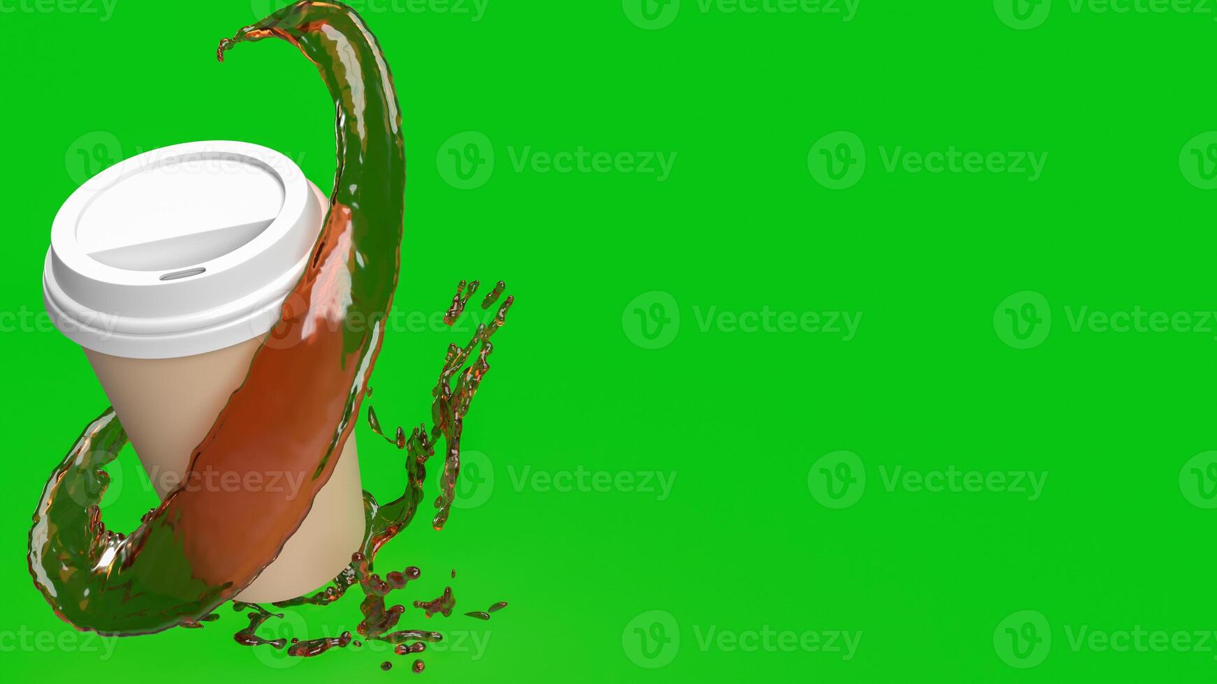 café copo em verde fundo para quente beber conceito 3d Renderização. foto