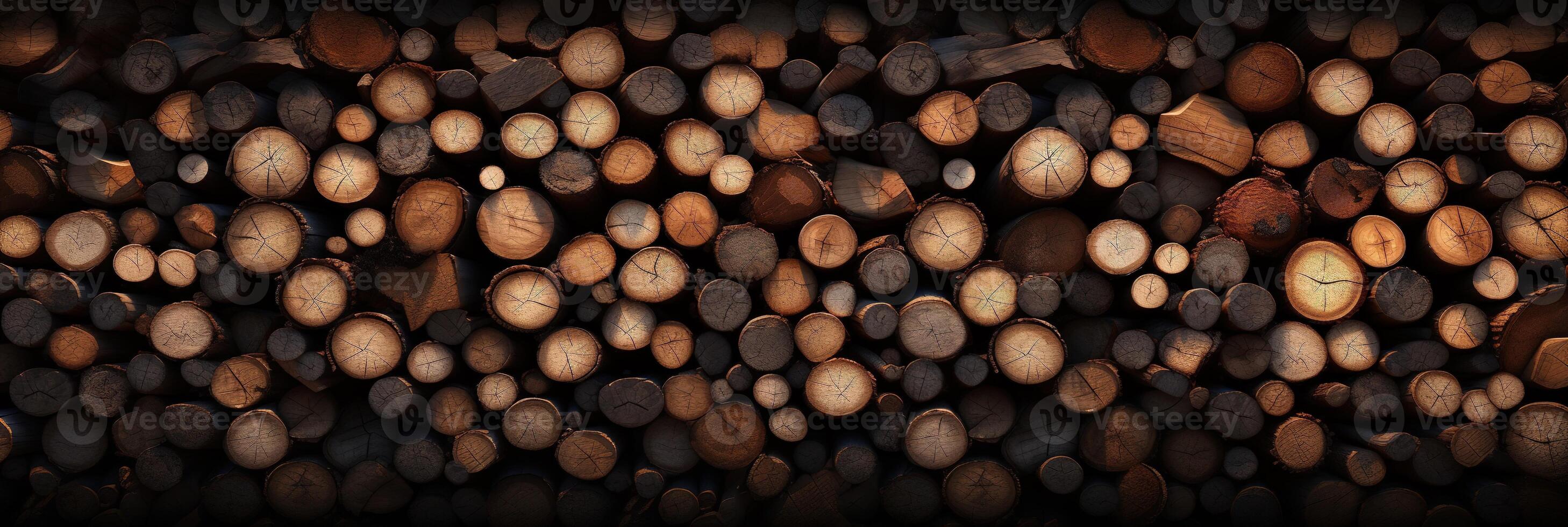 ai gerado fundo uma muitos do empilhado cortar árvore Histórico, natural de madeira roupa de baixo textura bandeira foto