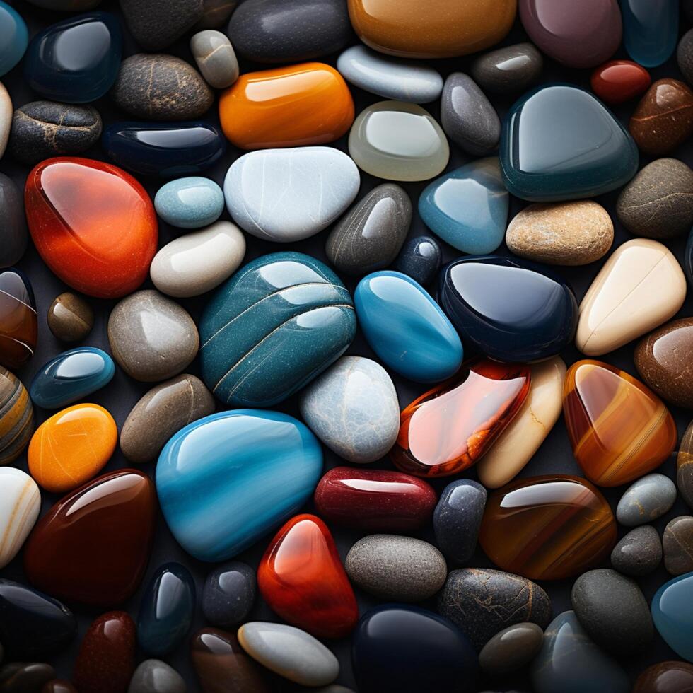 ai gerado colorida de praia Tesouro vibrante pedras crio uma cativante fundo para social meios de comunicação postar Tamanho foto